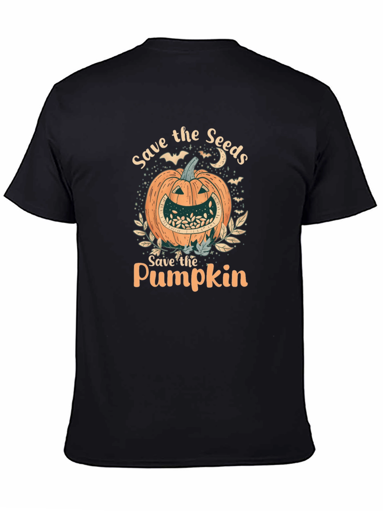 Black Save the Seeds Pumpkin T-Shirt - Halloween view 4