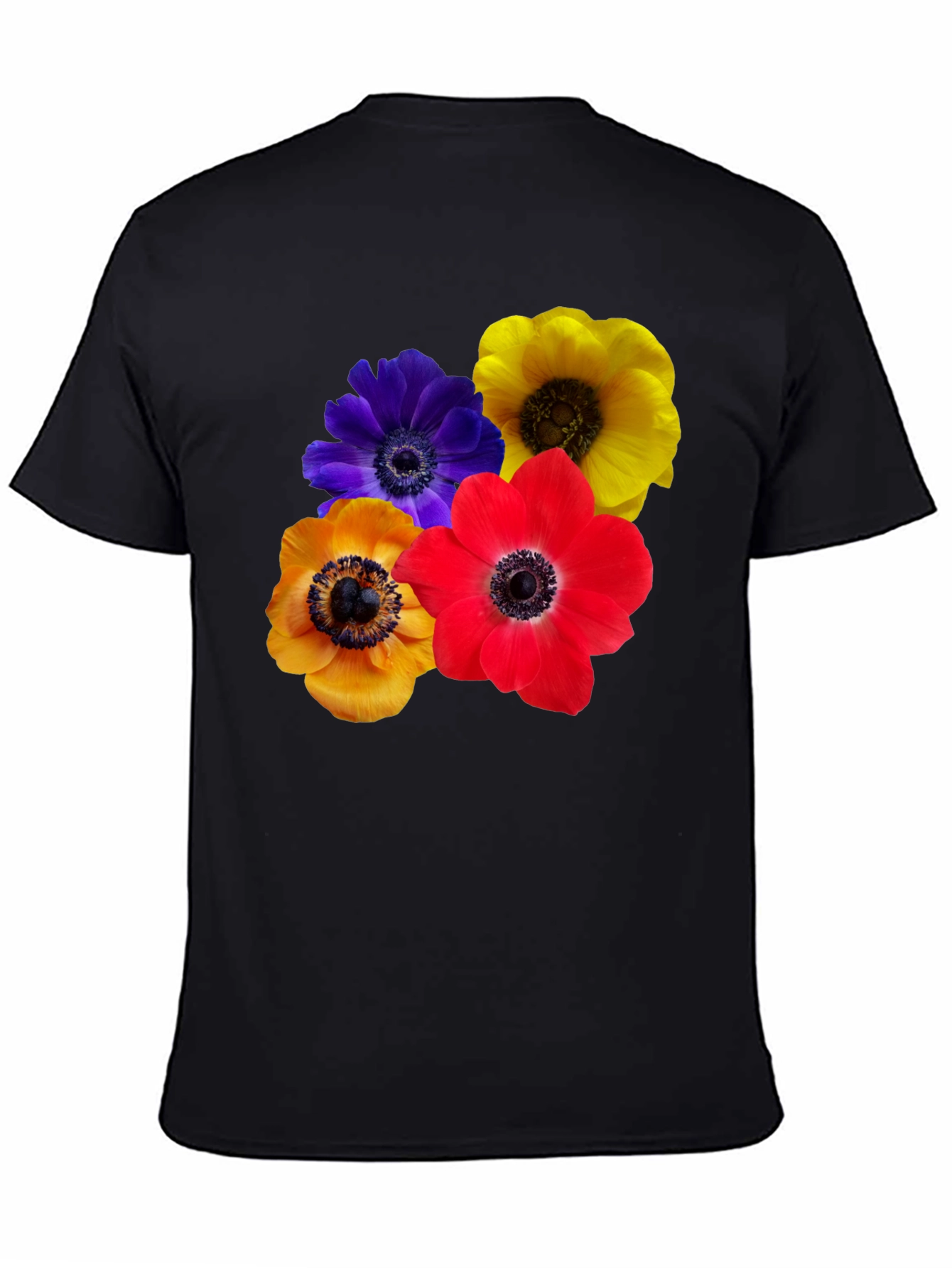 Black Floral Anemone T-Shirt view 4