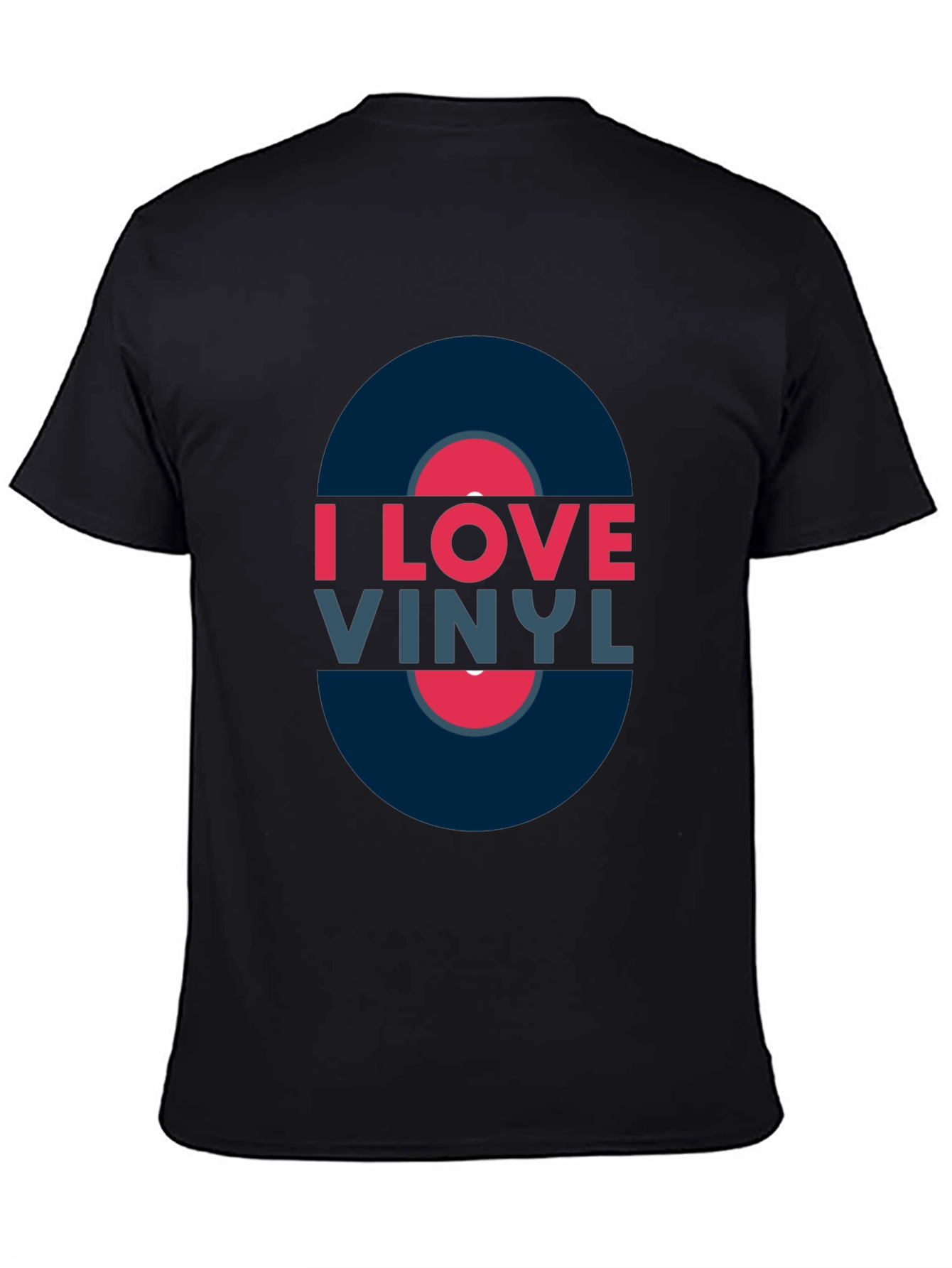 Black I Love Vinyl Black T-Shirt - Music Lover Tee view 4