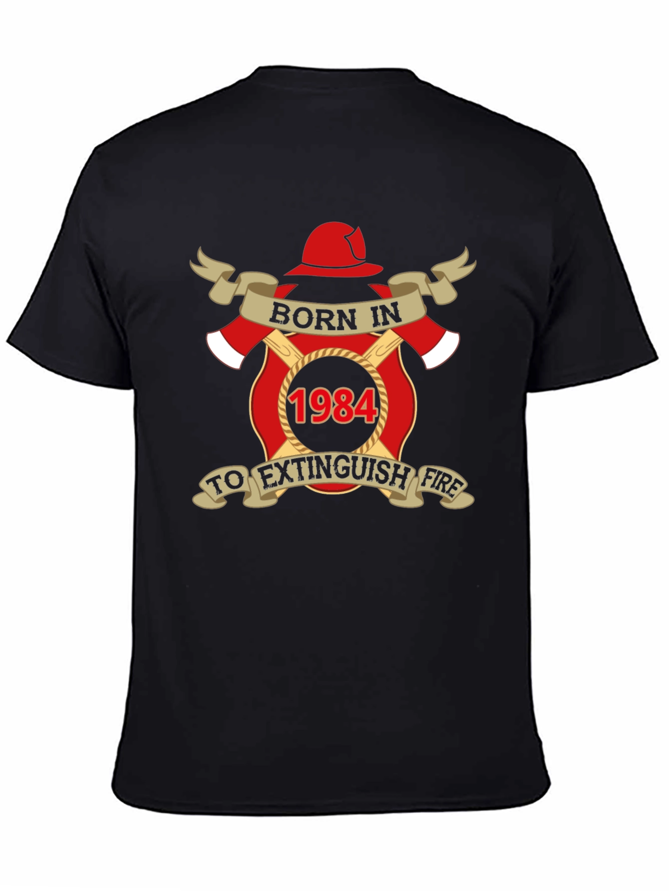 Black Born in 1984 Firefighter T-Shirt view 4