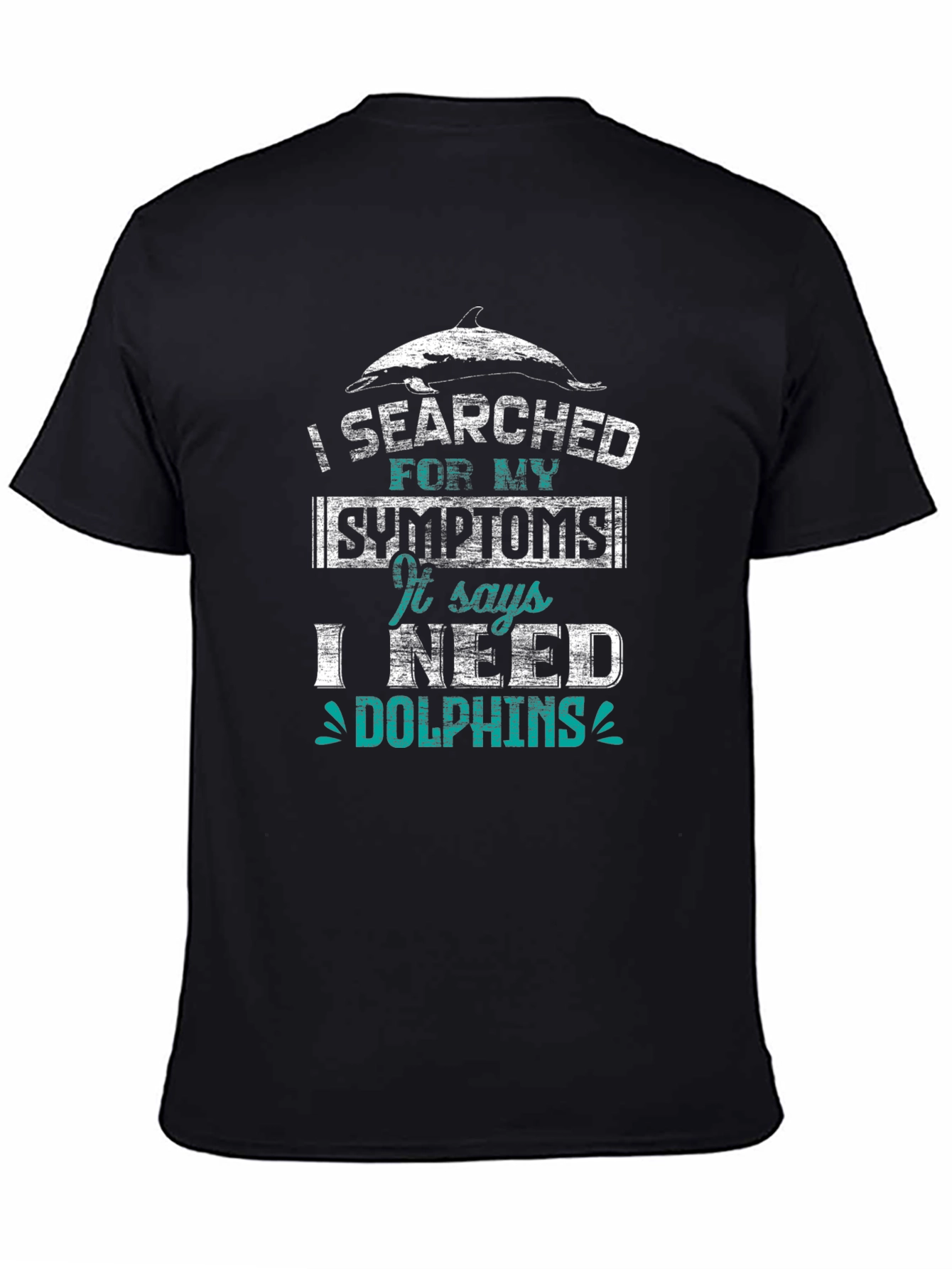 Black I Need Dolphins Graphic Tee - Unisex Cotton T-Shirt view 4