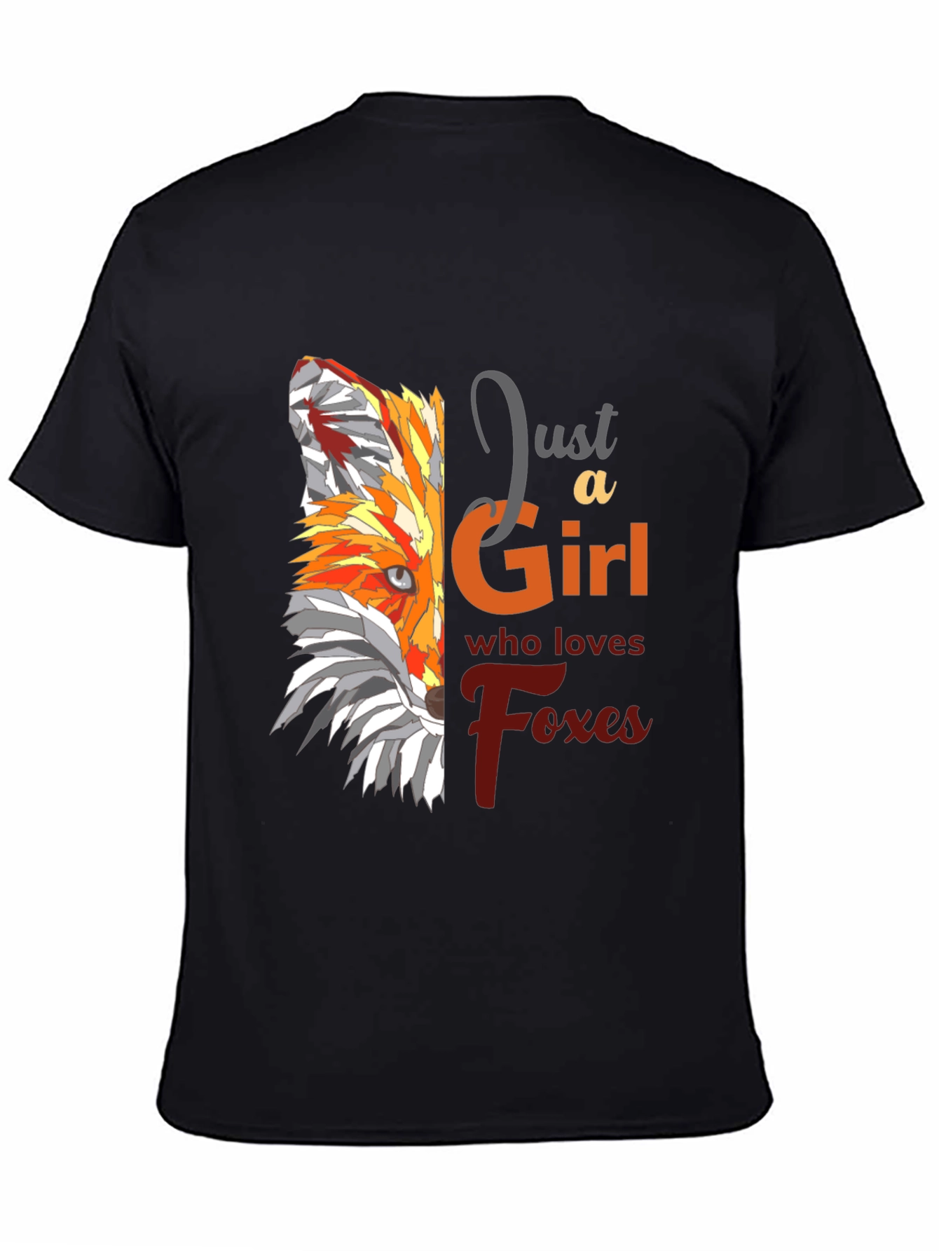 Black Fox Lover T-Shirt - "Just a Girl Who Loves Foxes" view 4
