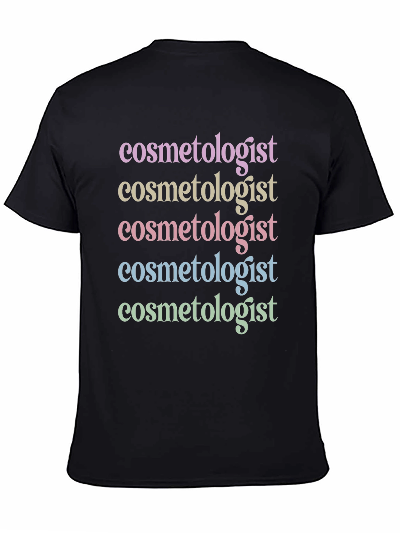 Black Cosmetologist Stacked Text T-Shirt view 4