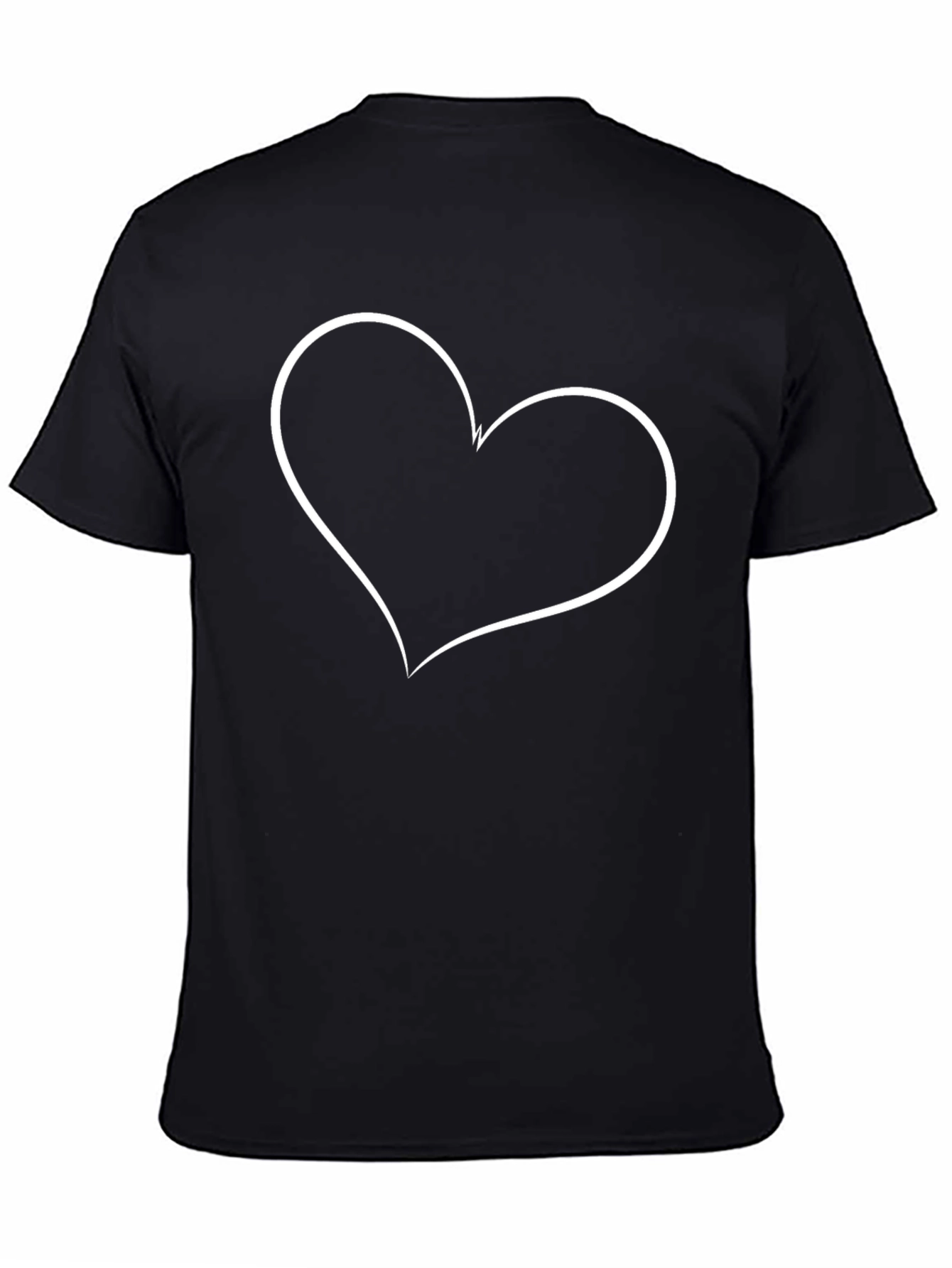 Black Heart Outline Graphic T-Shirt - Casual Black Tee view 4
