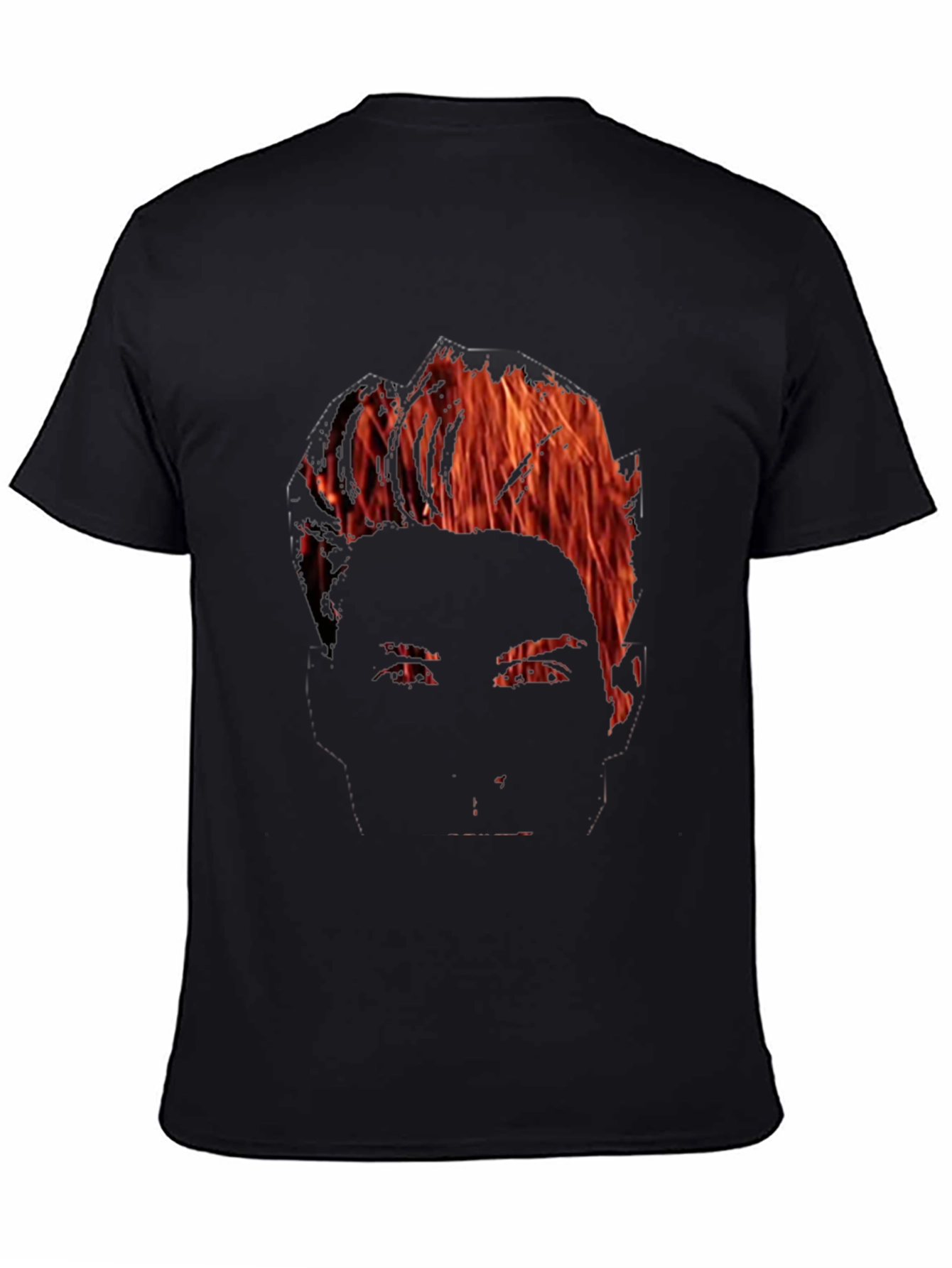 Black Fiery Face Graphic Tee - Bold Statement Shirt view 4
