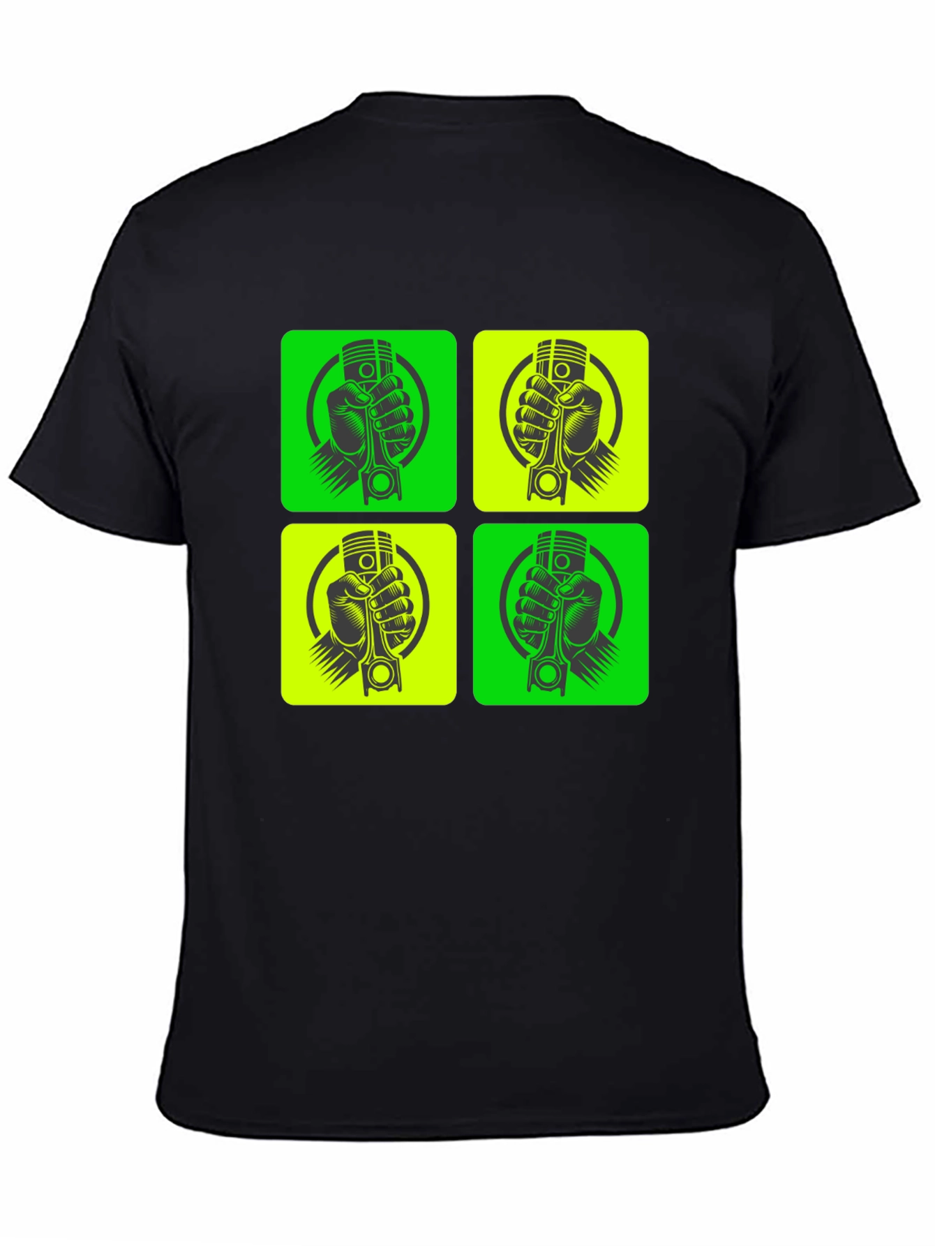 Black Piston Hand Graphic Tee - Black Crew Neck T-Shirt view 4