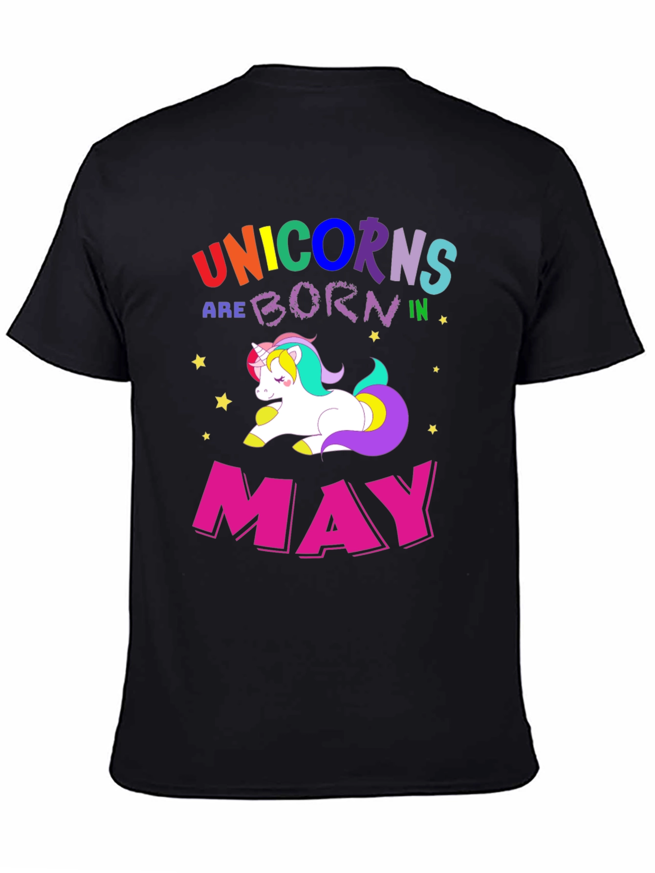 Black Unicorns Born in May T-Shirt view 4