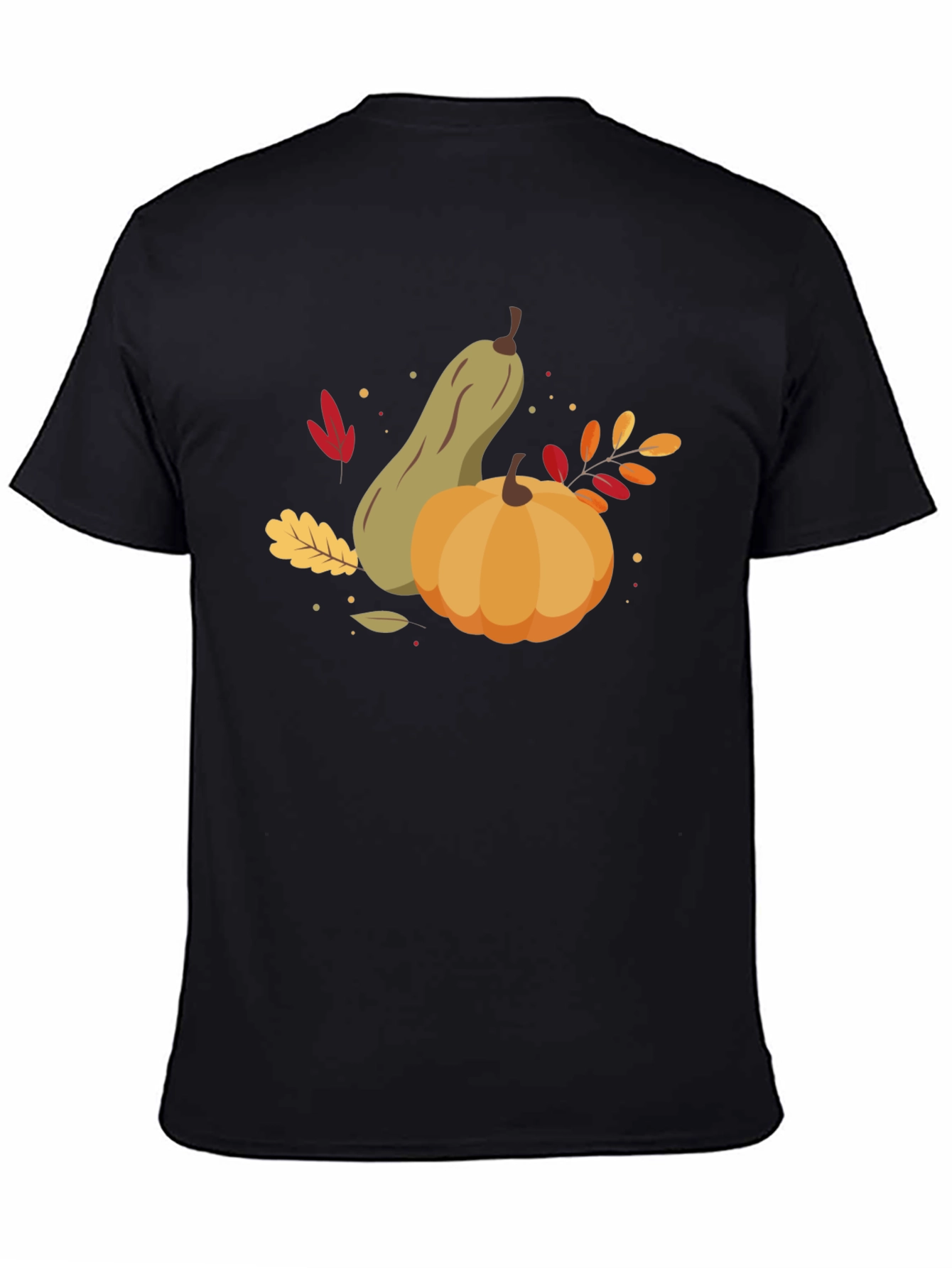 Black Autumn Harvest Graphic Tee - Pumpkin & Squash Design view 4