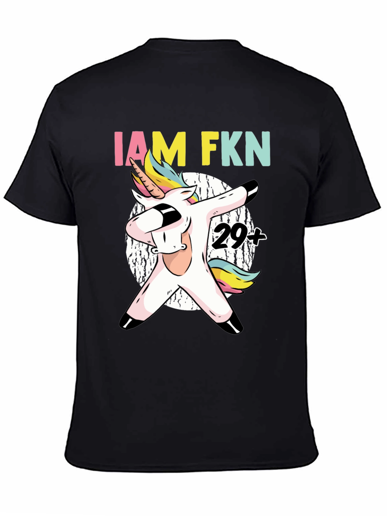 Black IAM FKN 29+ Unicorn Dabbing T-Shirt view 4