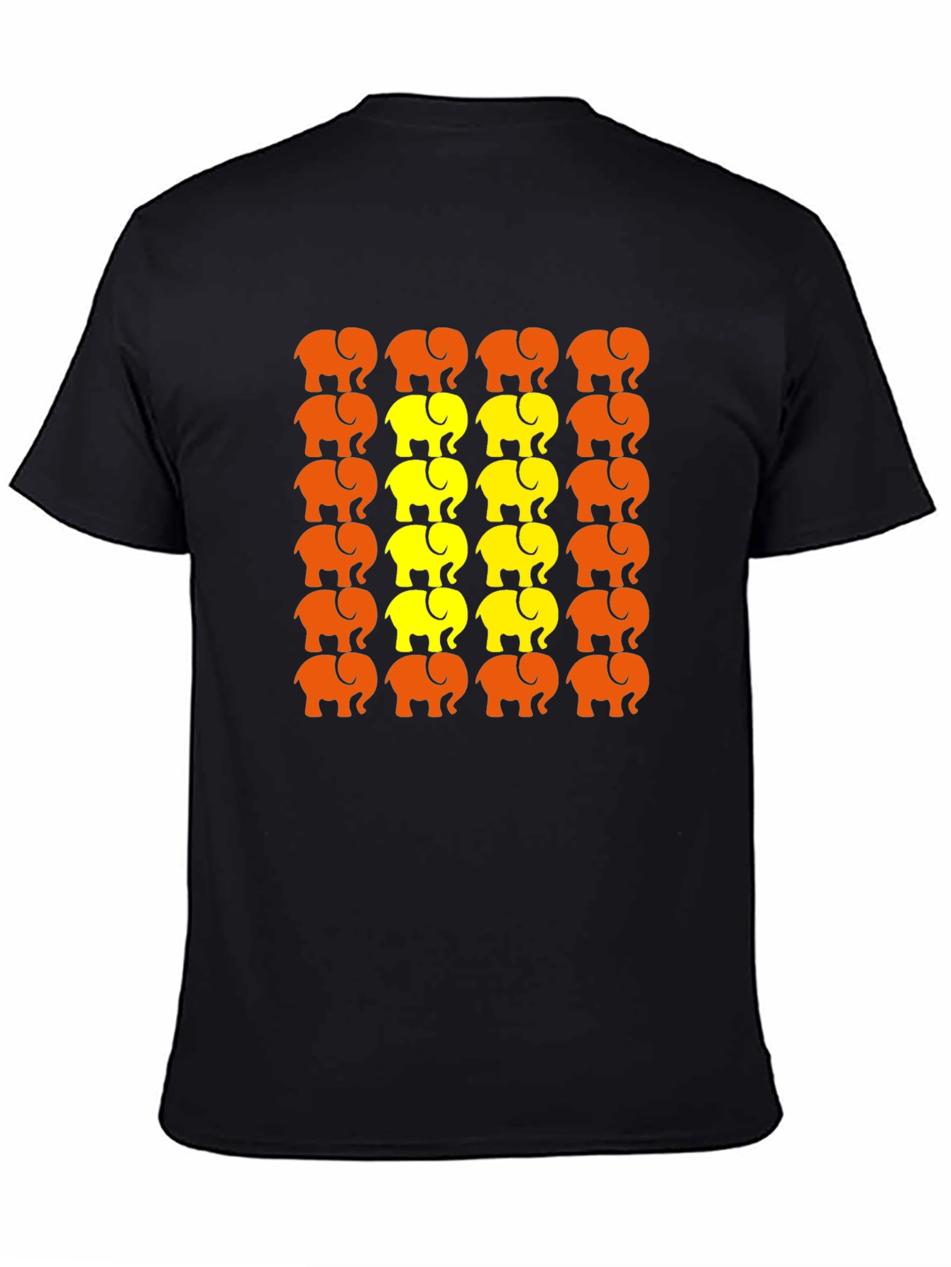 Black Elephant Patterned T-Shirt - Novelty Graphic Tee view 4