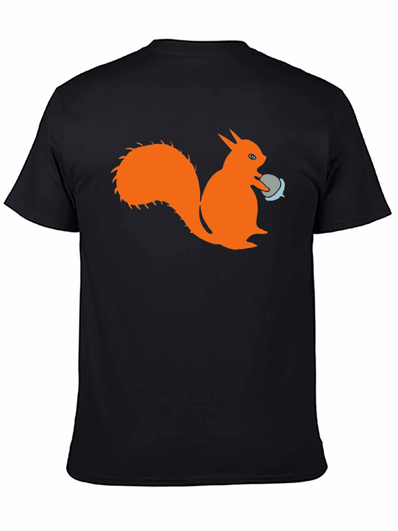 Black Squirrel T-Shirt - Black Cotton Tee with Orange Squirrel Design view 4