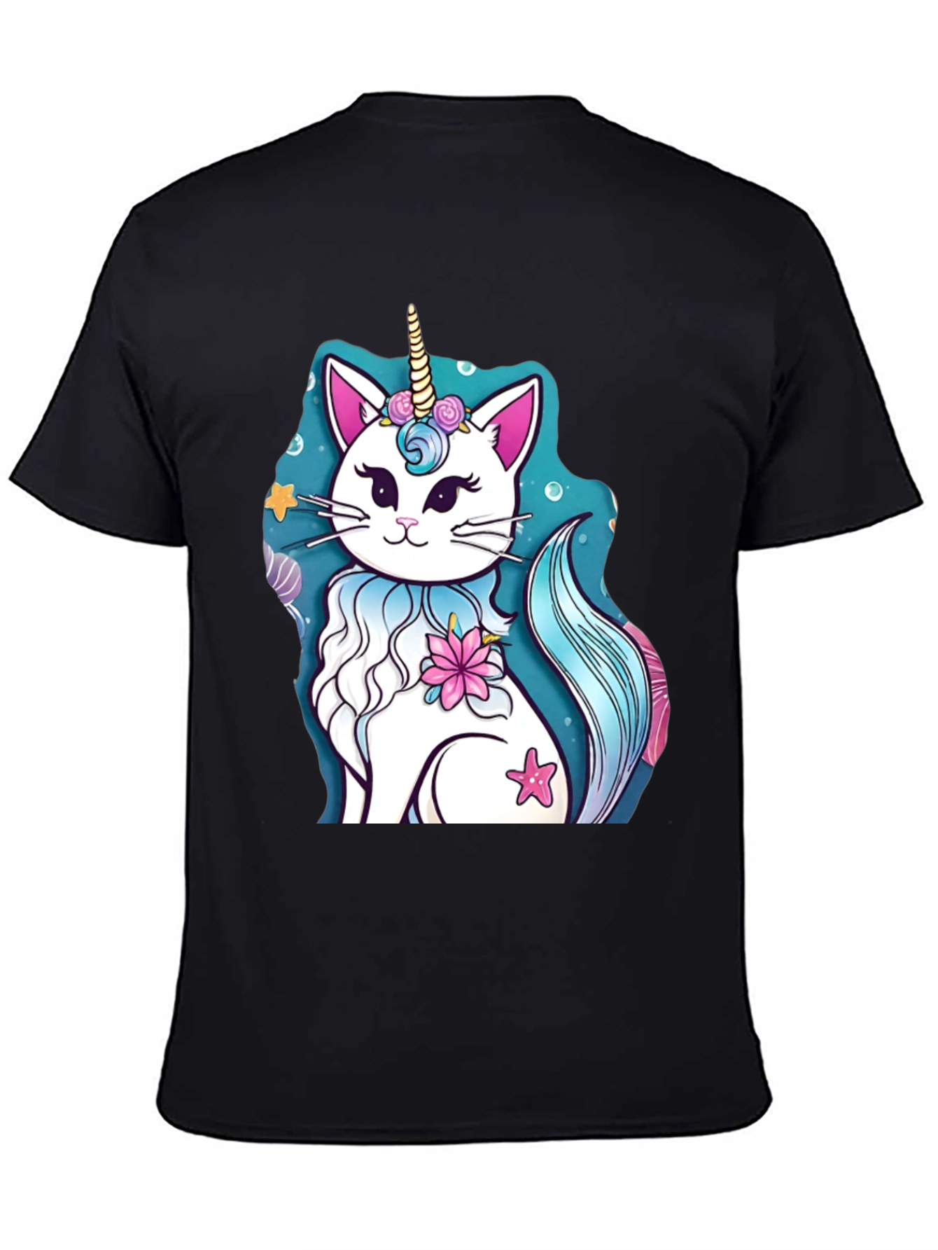 Black Unicat T-Shirt - Cat Unicorn Design view 4