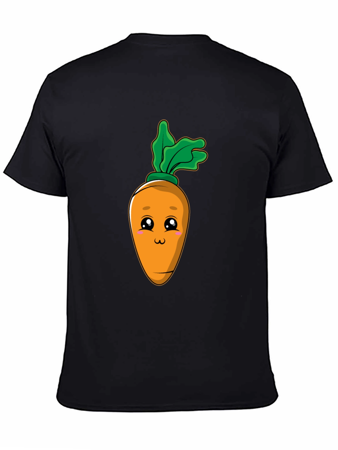 Black Cute Carrot Graphic Tee - Black Cotton Blend T-Shirt view 4