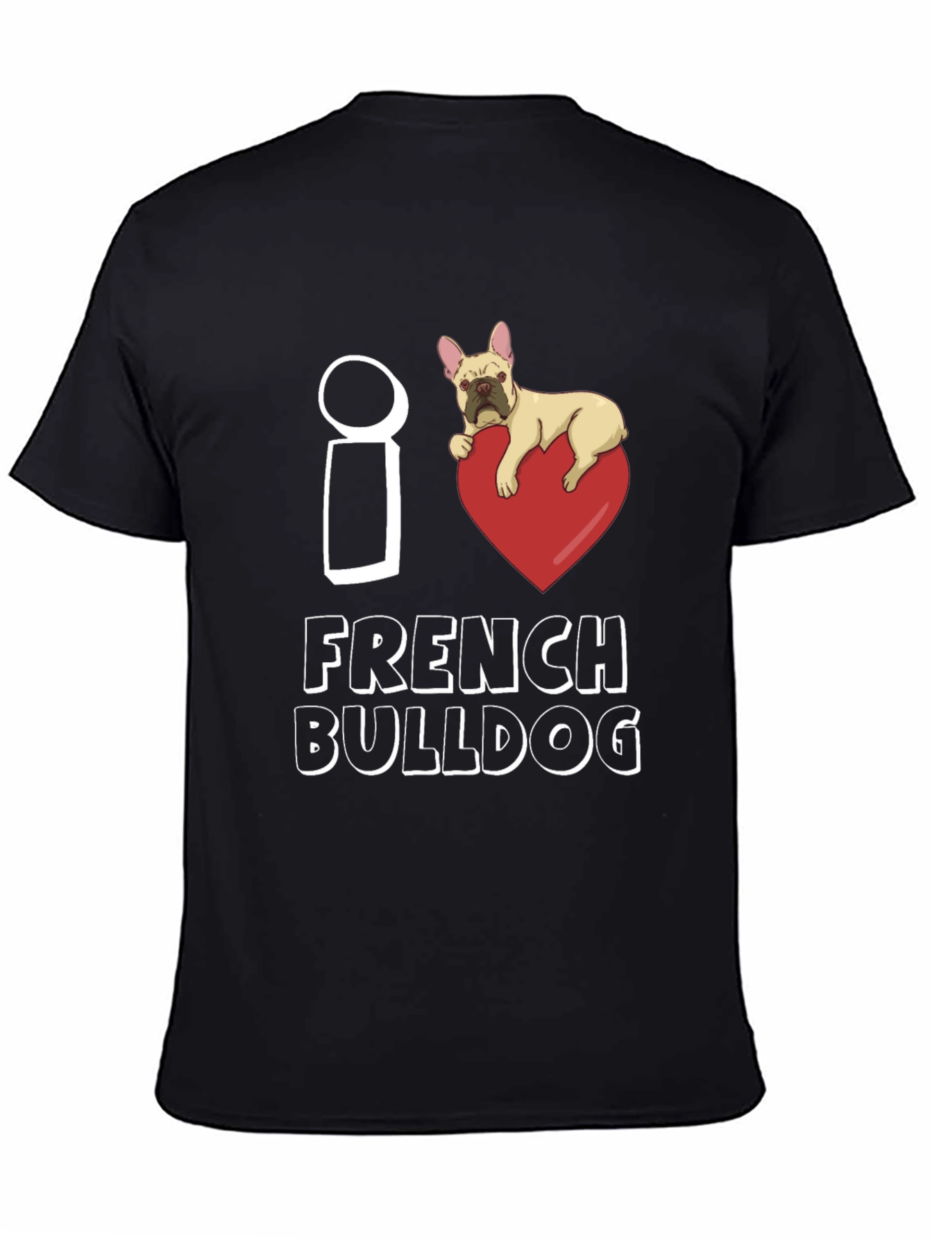 Black I Heart French Bulldog Graphic Tee - Black view 4
