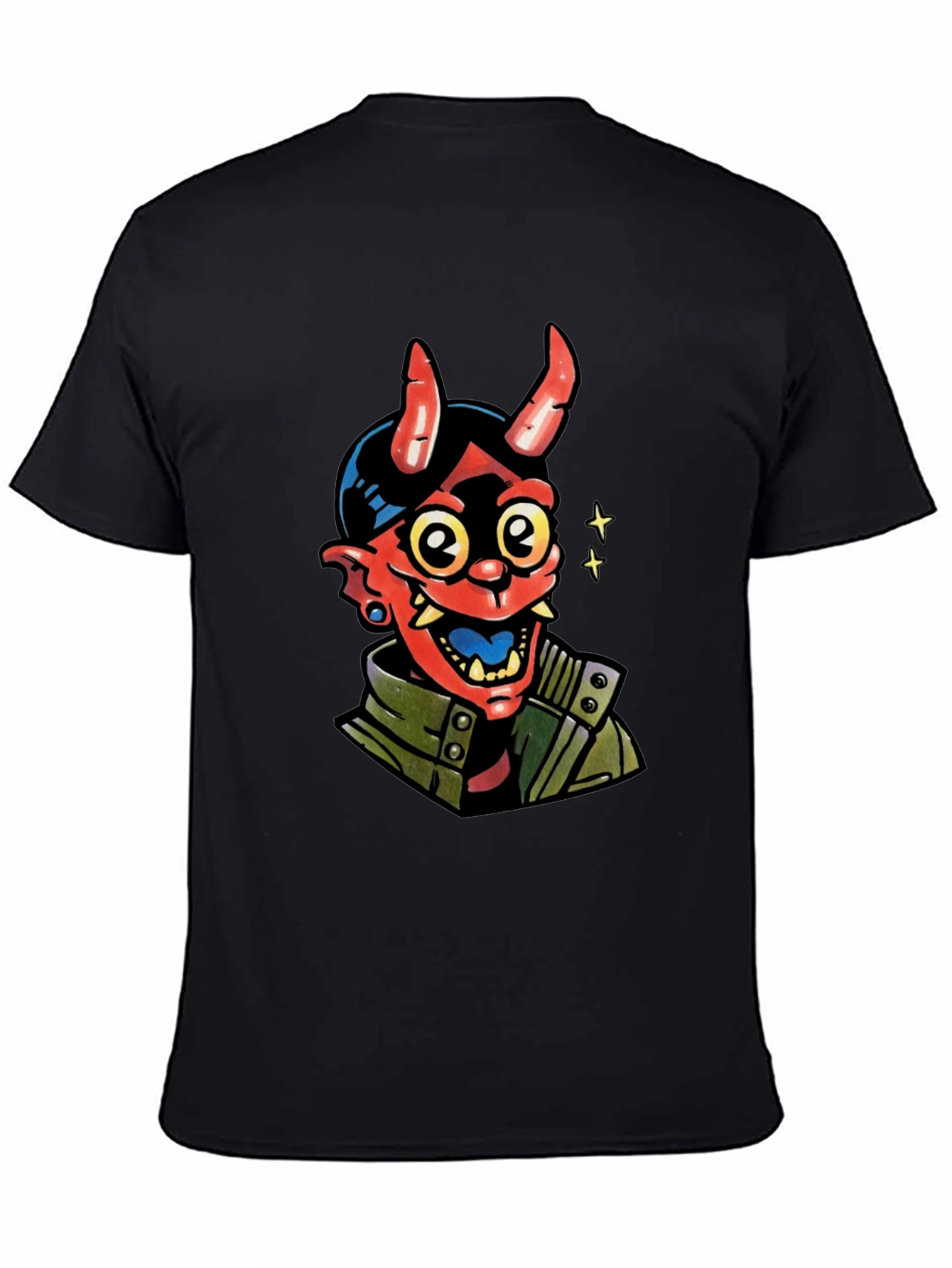 Black Devil Graphic Print Black T-Shirt view 4