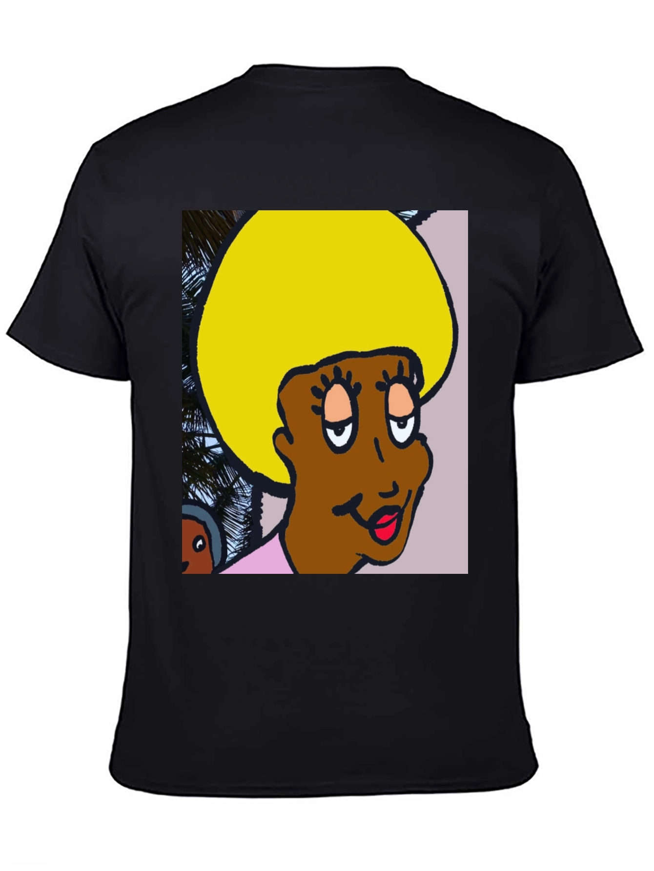 Black Retro Cartoon Afro T-Shirt view 4