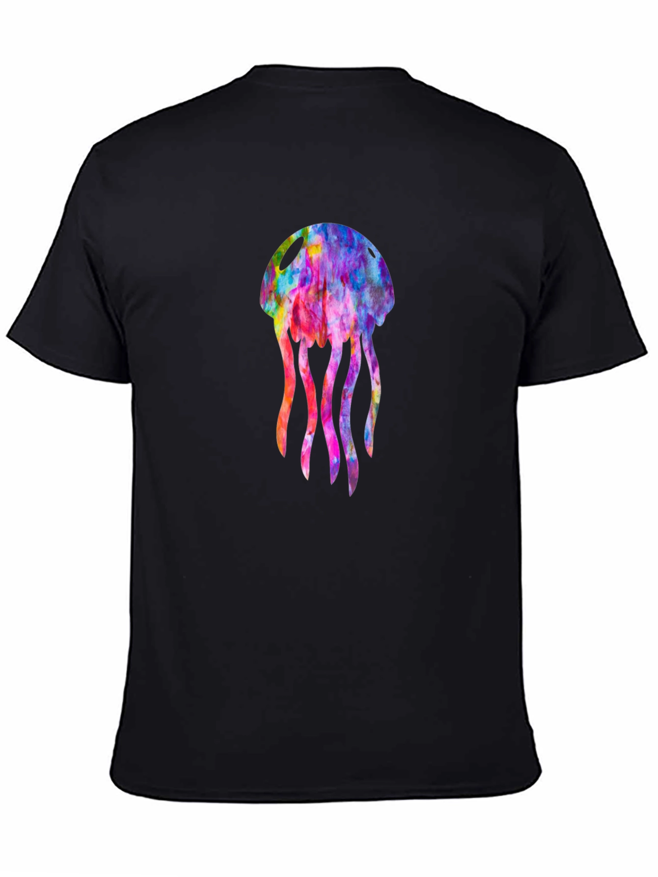 Black Colorful Jellyfish Graphic Black T-Shirt view 4