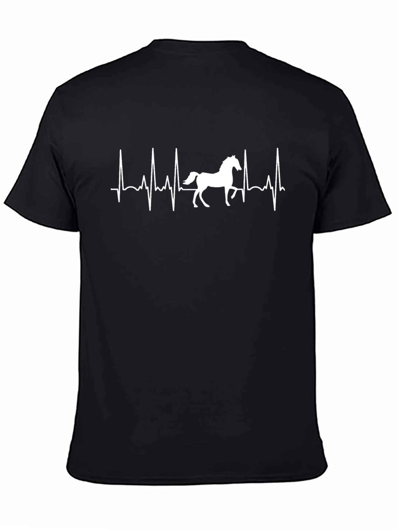 Black Horse Heartbeat Graphic Tee - Equestrian Lover Shirt view 4