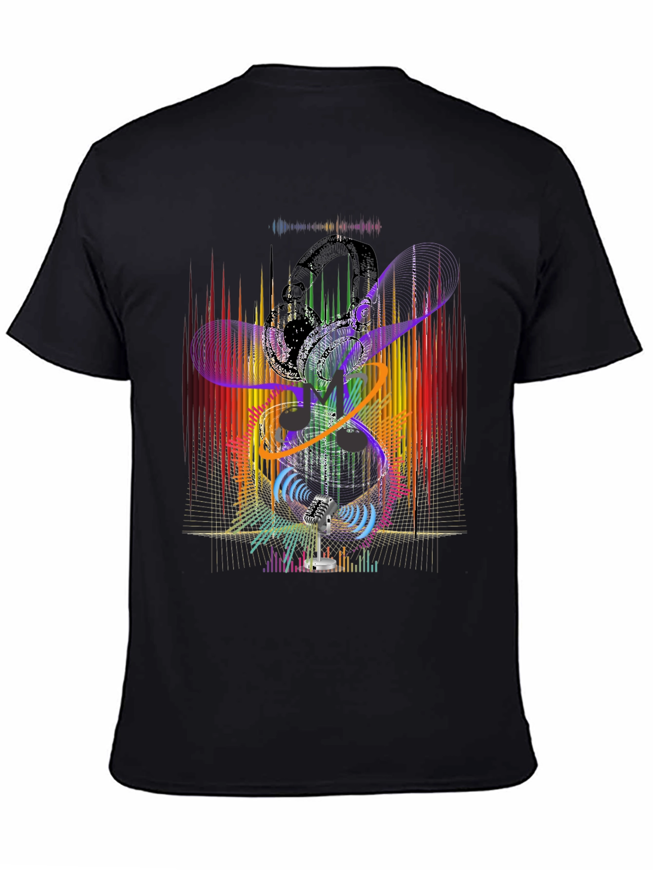 Black Abstract Music Graphic Black T-Shirt view 4