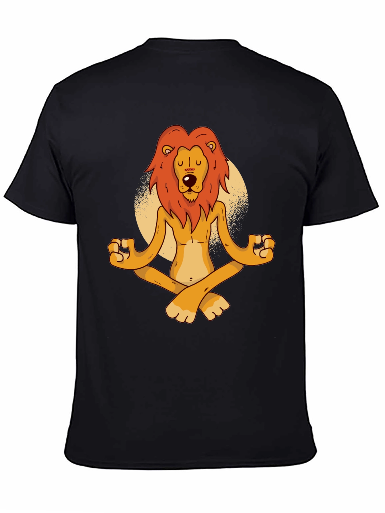 Black Meditating Lion Graphic Tee - Relaxed Fit Black T-Shirt view 4