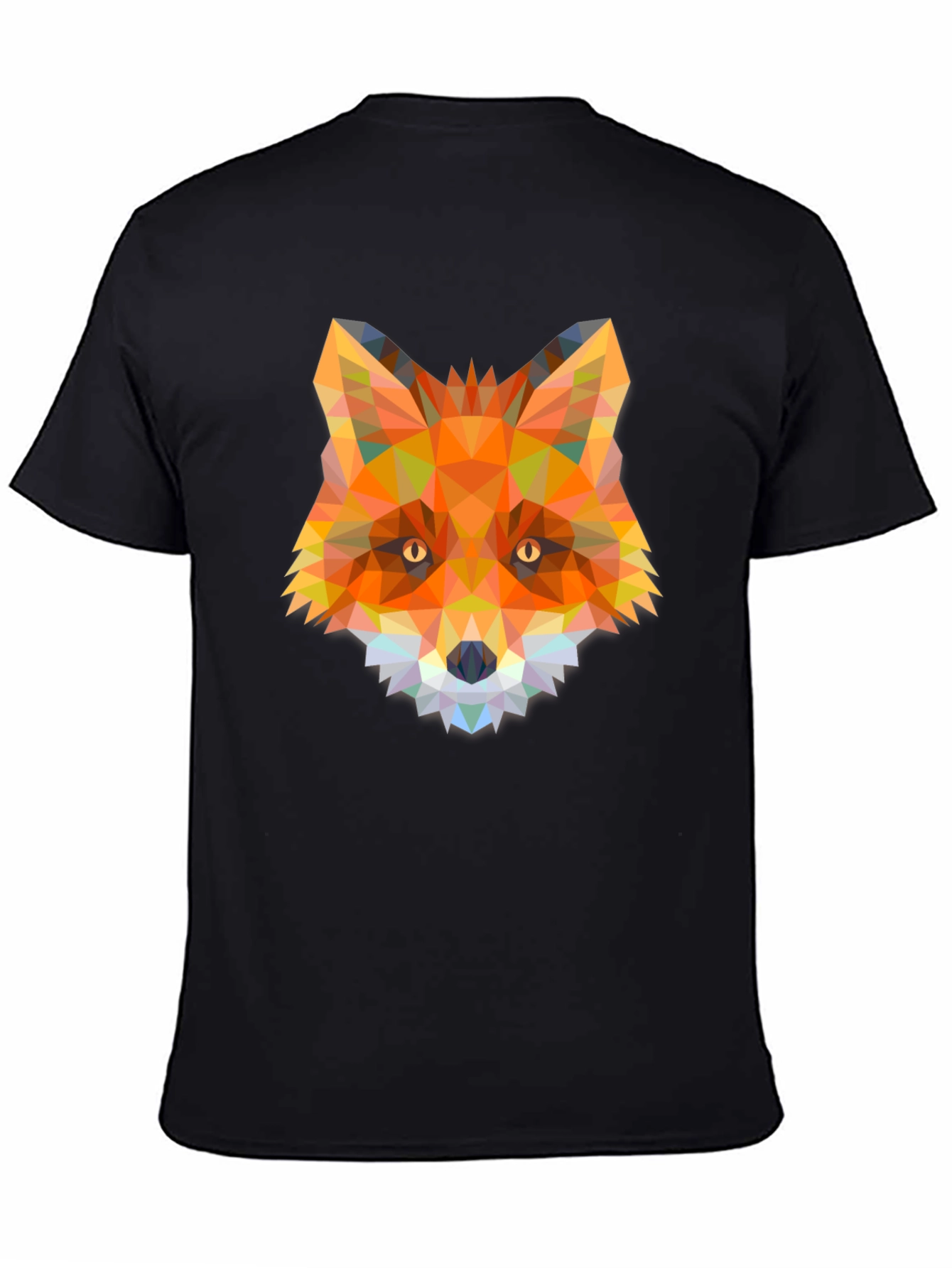 Black Geometric Fox T-Shirt - Modern Animal Design view 4