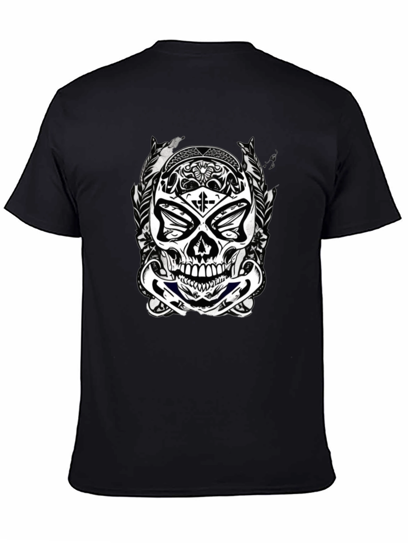 Black Skull Graphic Black T-Shirt for Men view 4