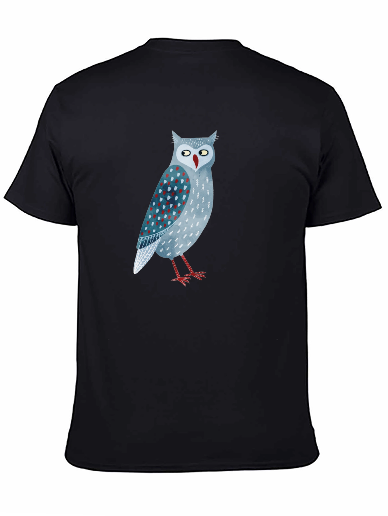 Black Owl Graphic Print Black T-Shirt view 4