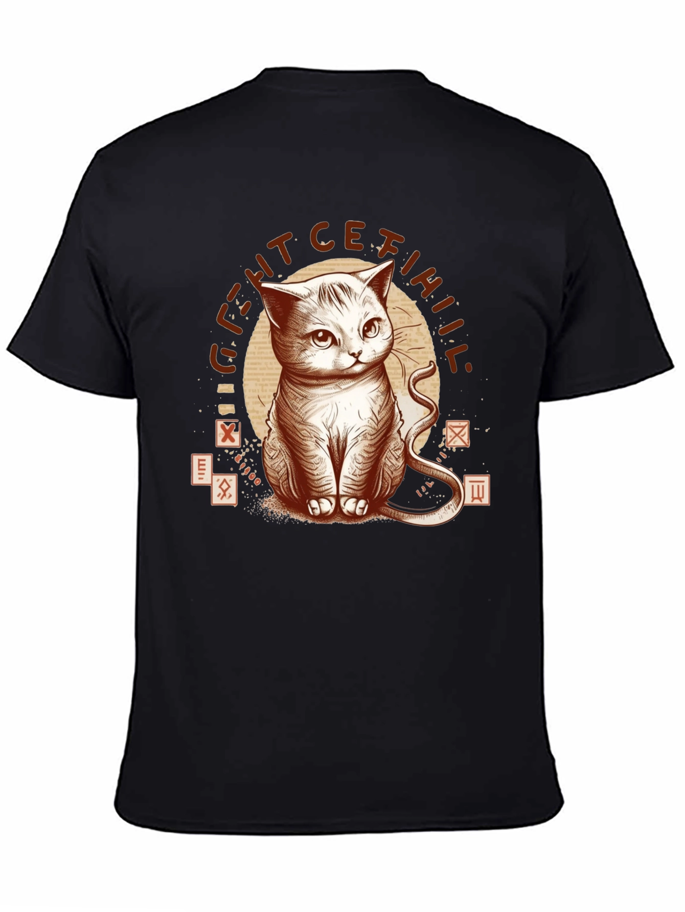 Black Mystic Cat Graphic T-Shirt - Black view 4