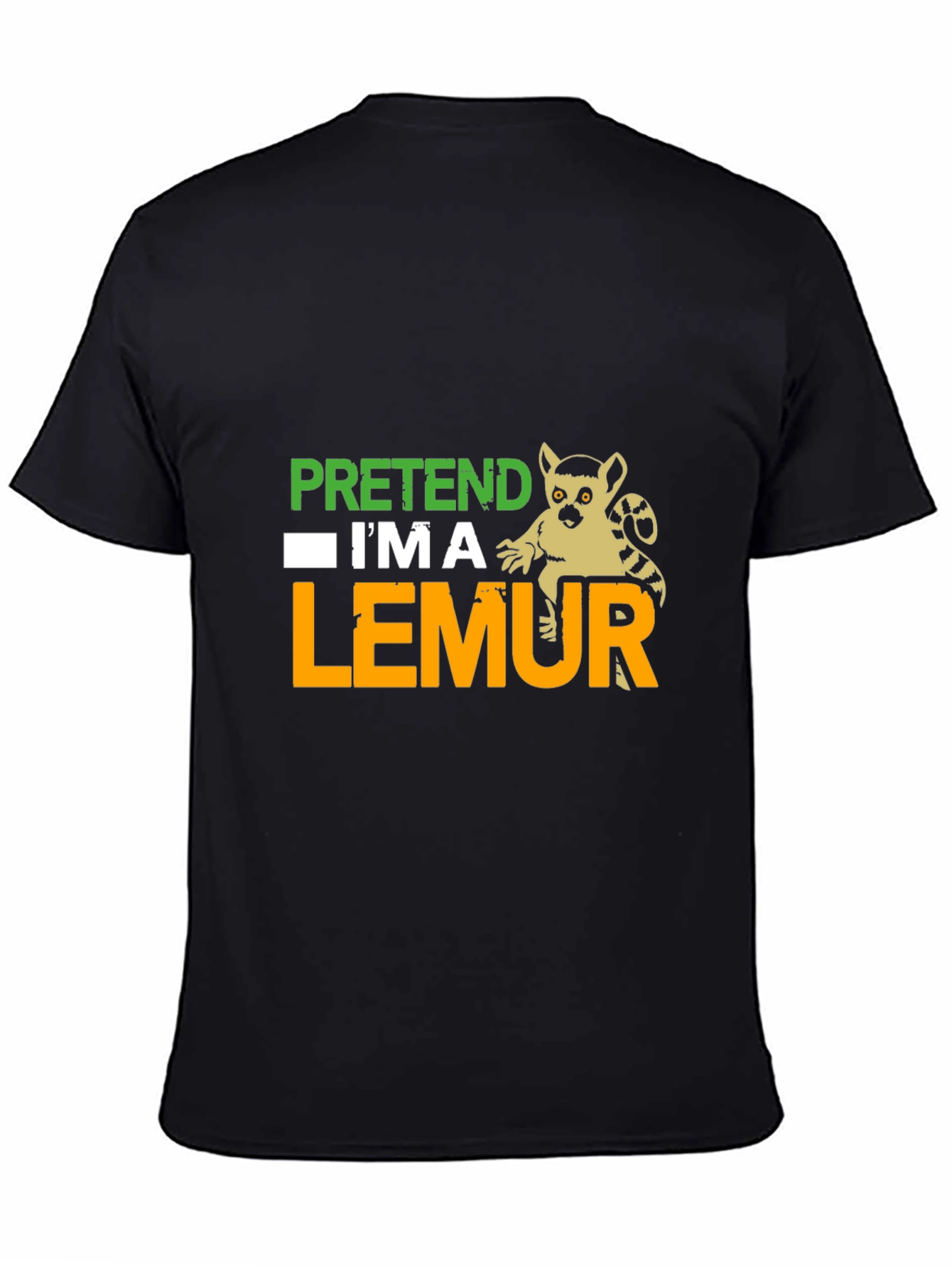 Black Pretend I'm A Lemur Funny Graphic T-Shirt view 4