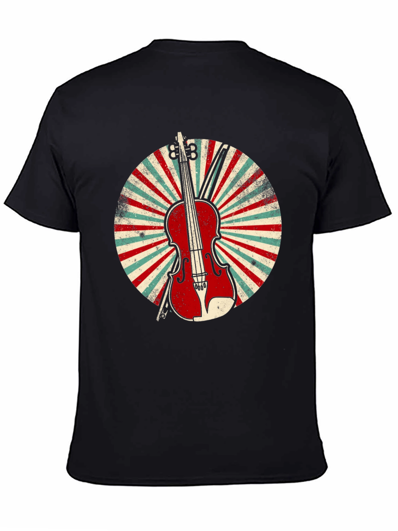 Black Vintage Violin T-Shirt - Musical Instrument Tee view 4