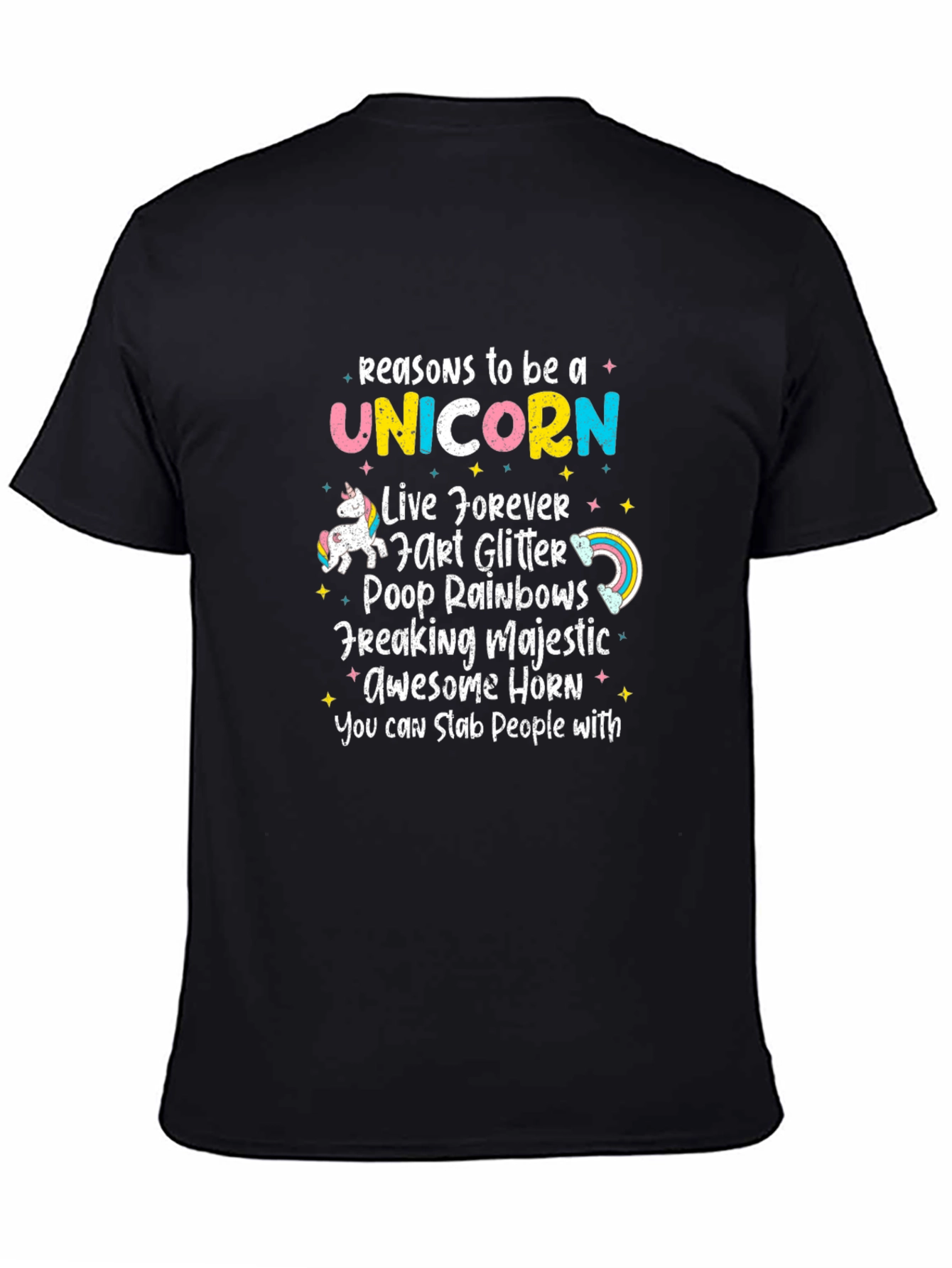 Black Reasons to Be a Unicorn T-Shirt - Black view 4