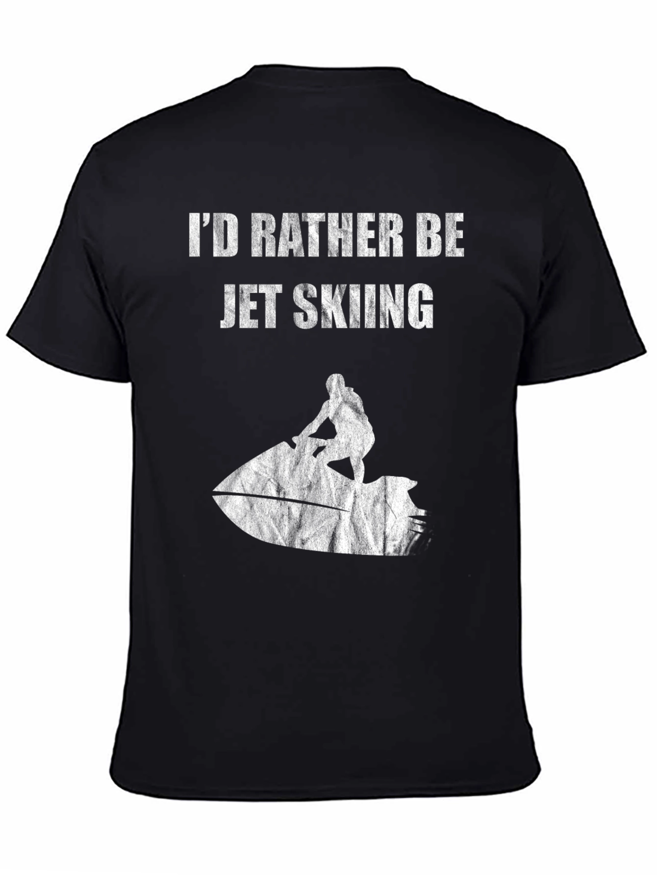 Black Jet Skiing Graphic Tee - Black Cotton T-Shirt view 4