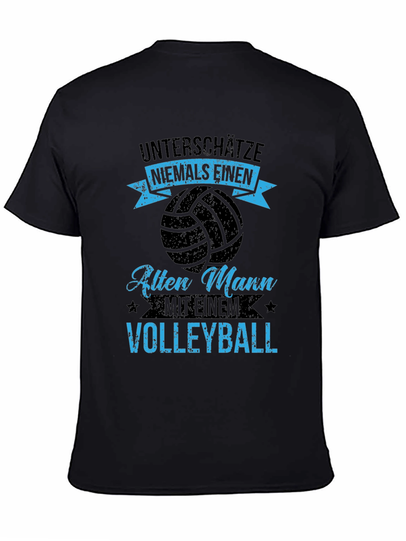 Black Volleyball Old Man T-Shirt view 4