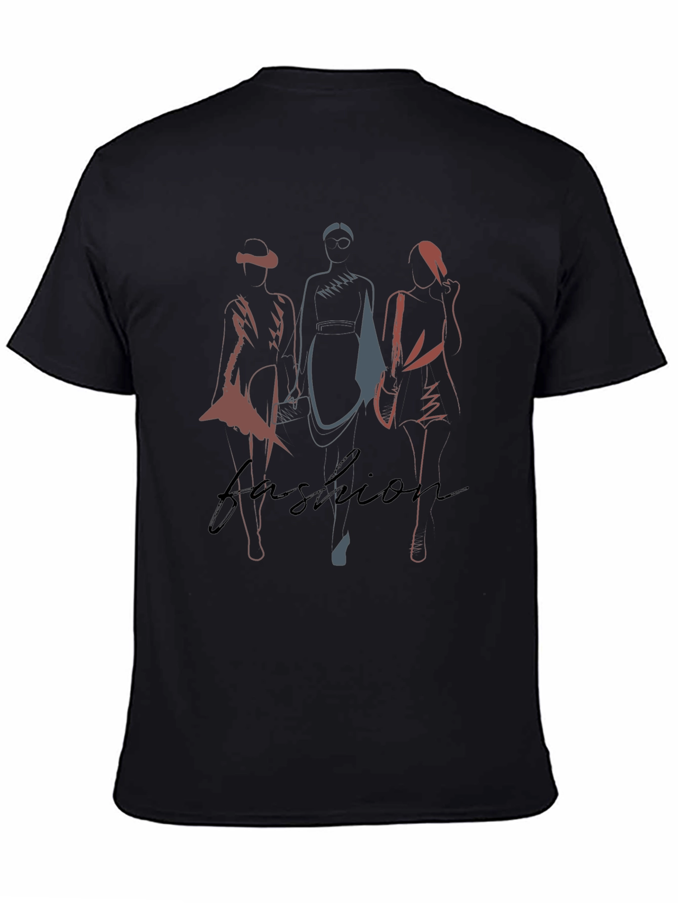 Black Fashion Silhouette Graphic Tee - Stylish Men's Black T-Shirt view 4
