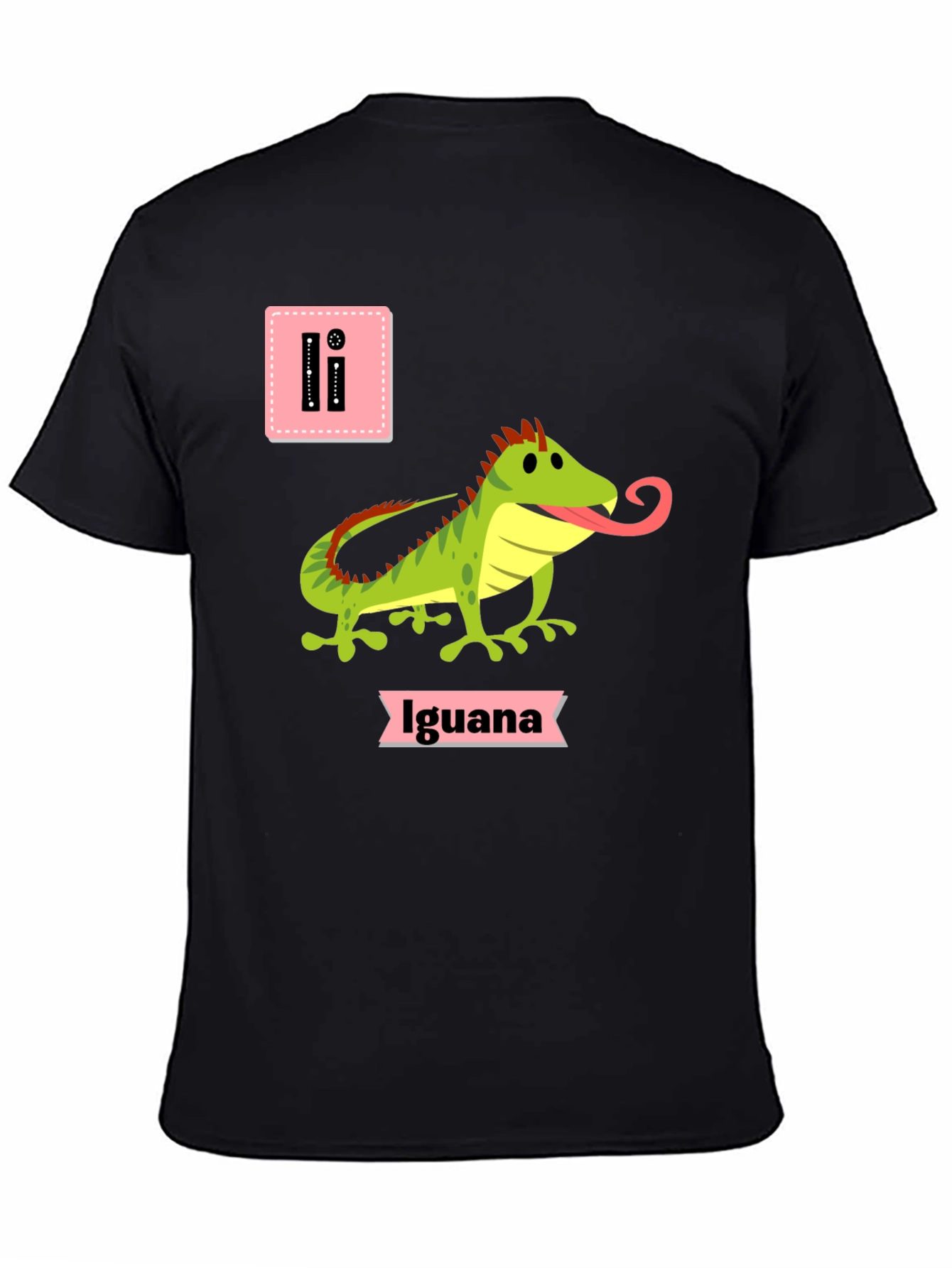 Black Iguana Alphabet Black T-Shirt view 4