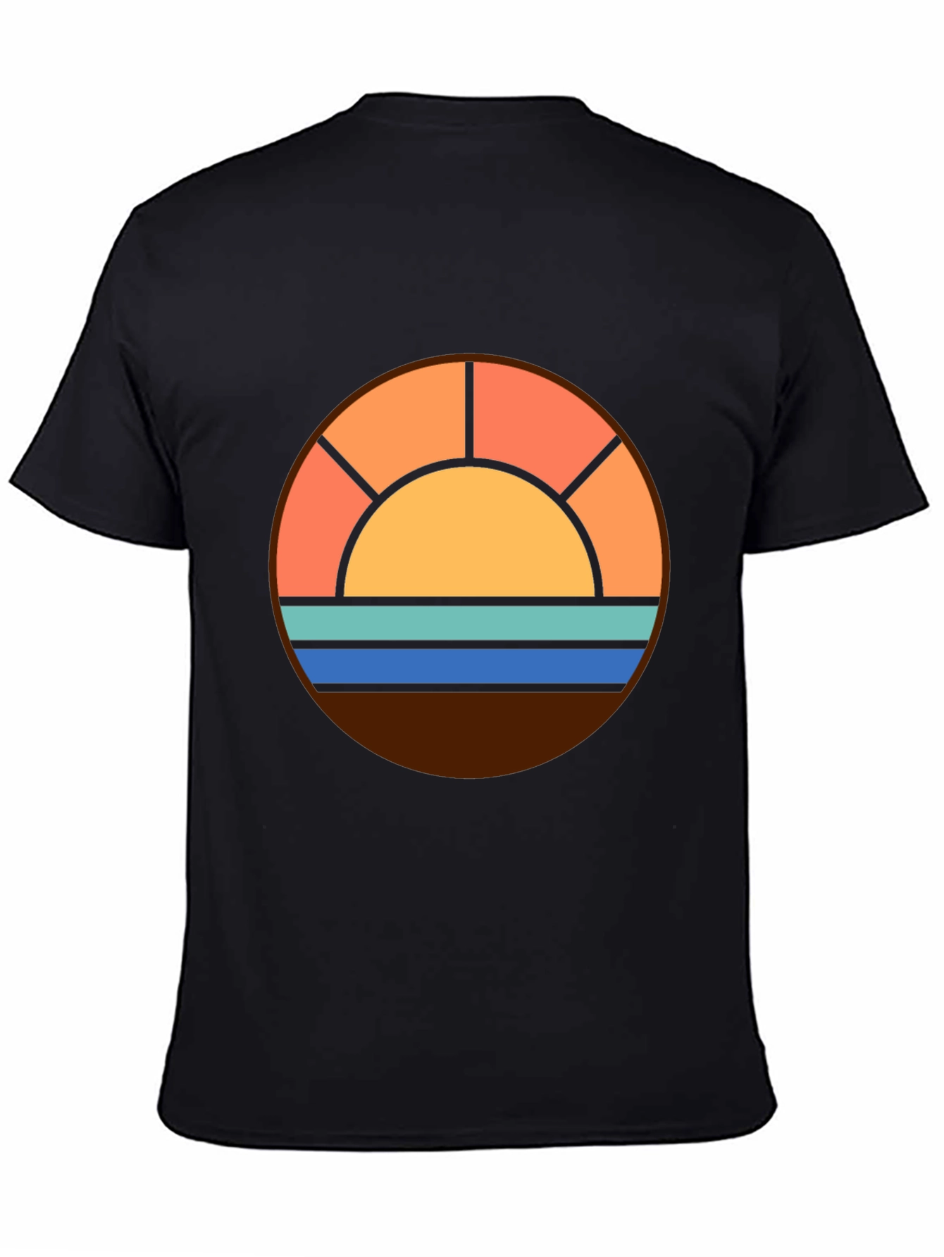 Black Retro Sunset Graphic Tee - Beach Vibes Shirt view 4