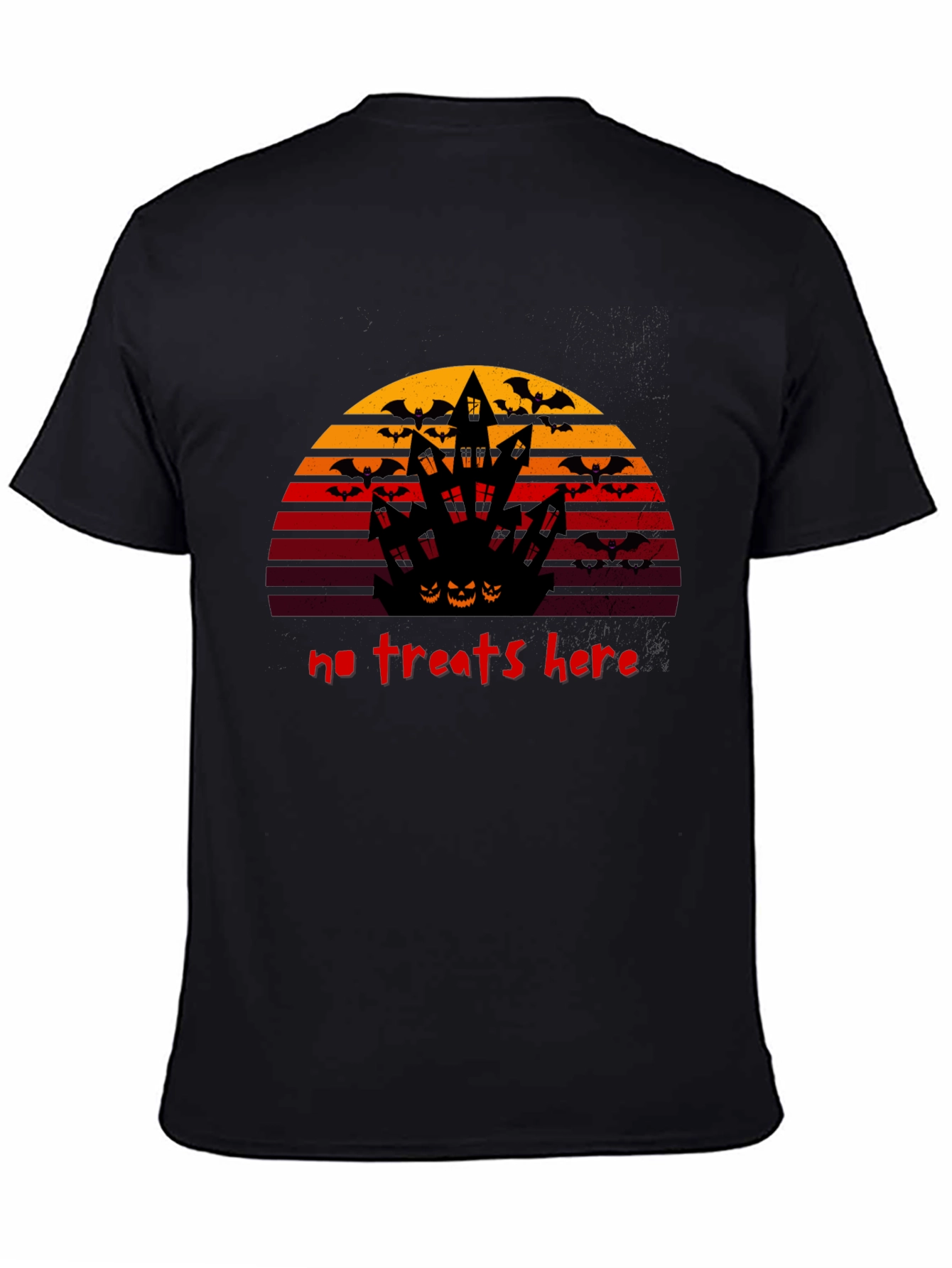 Black Halloween No Treats Here Graphic T-Shirt view 4