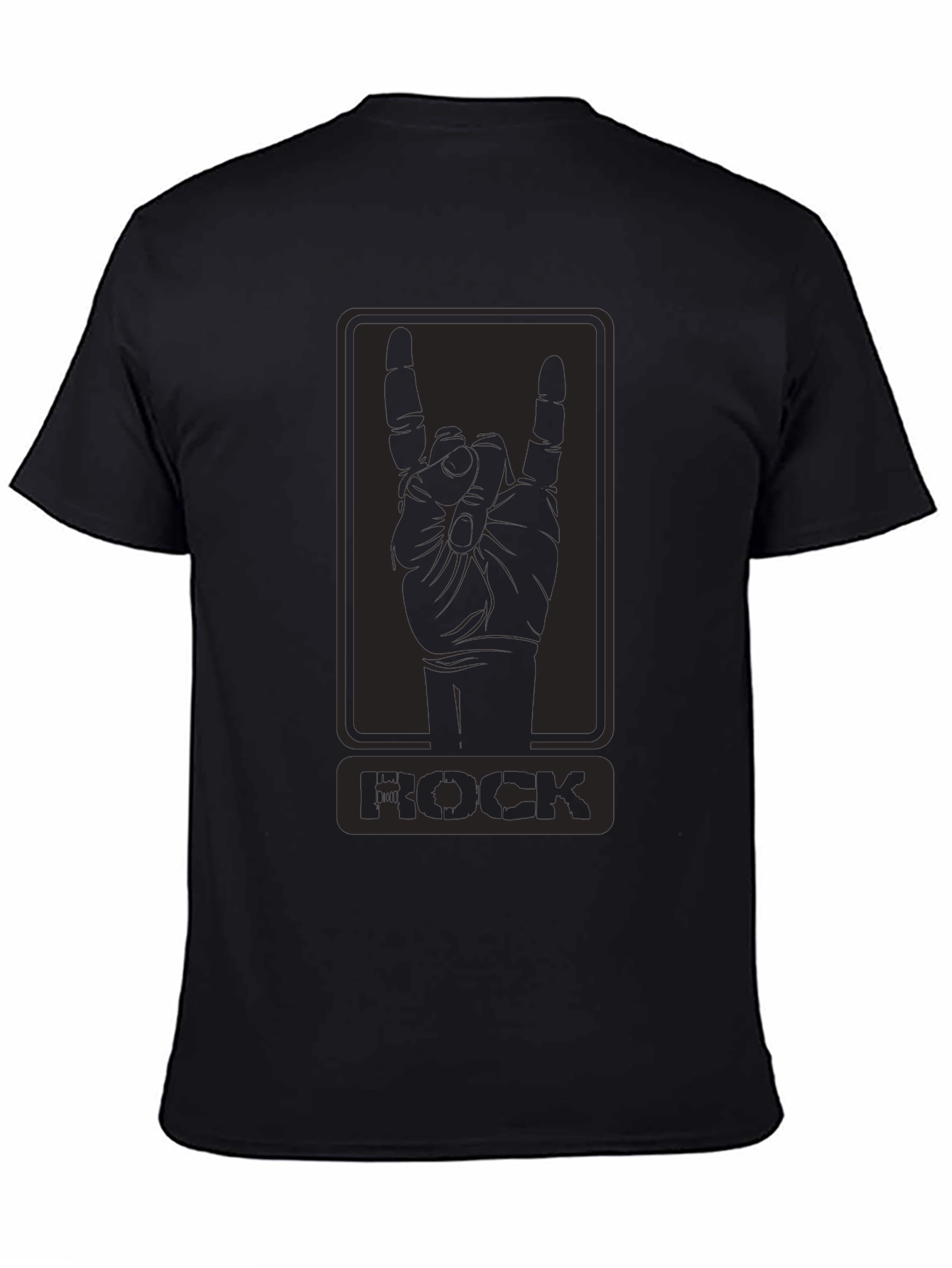 Black Rock On! Black Graphic Tee - Rock Hand Sign view 4
