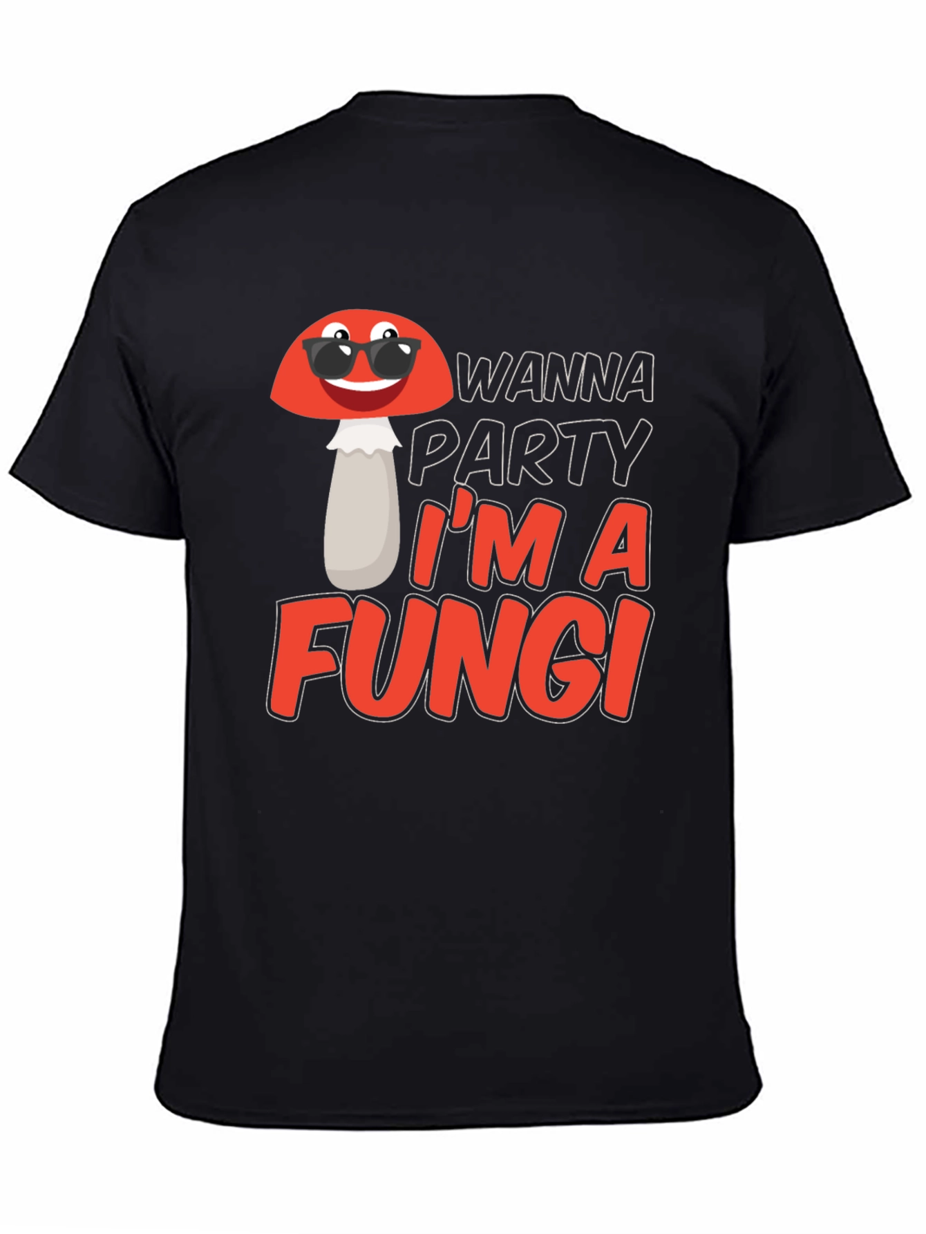 Black Funny Fungi Party T-Shirt view 4