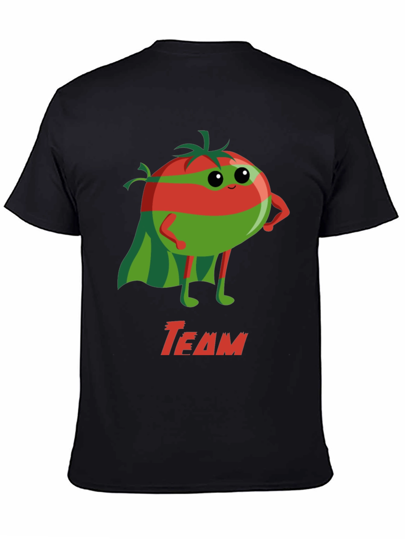 Black Team Tomato Superhero Graphic T-Shirt view 4