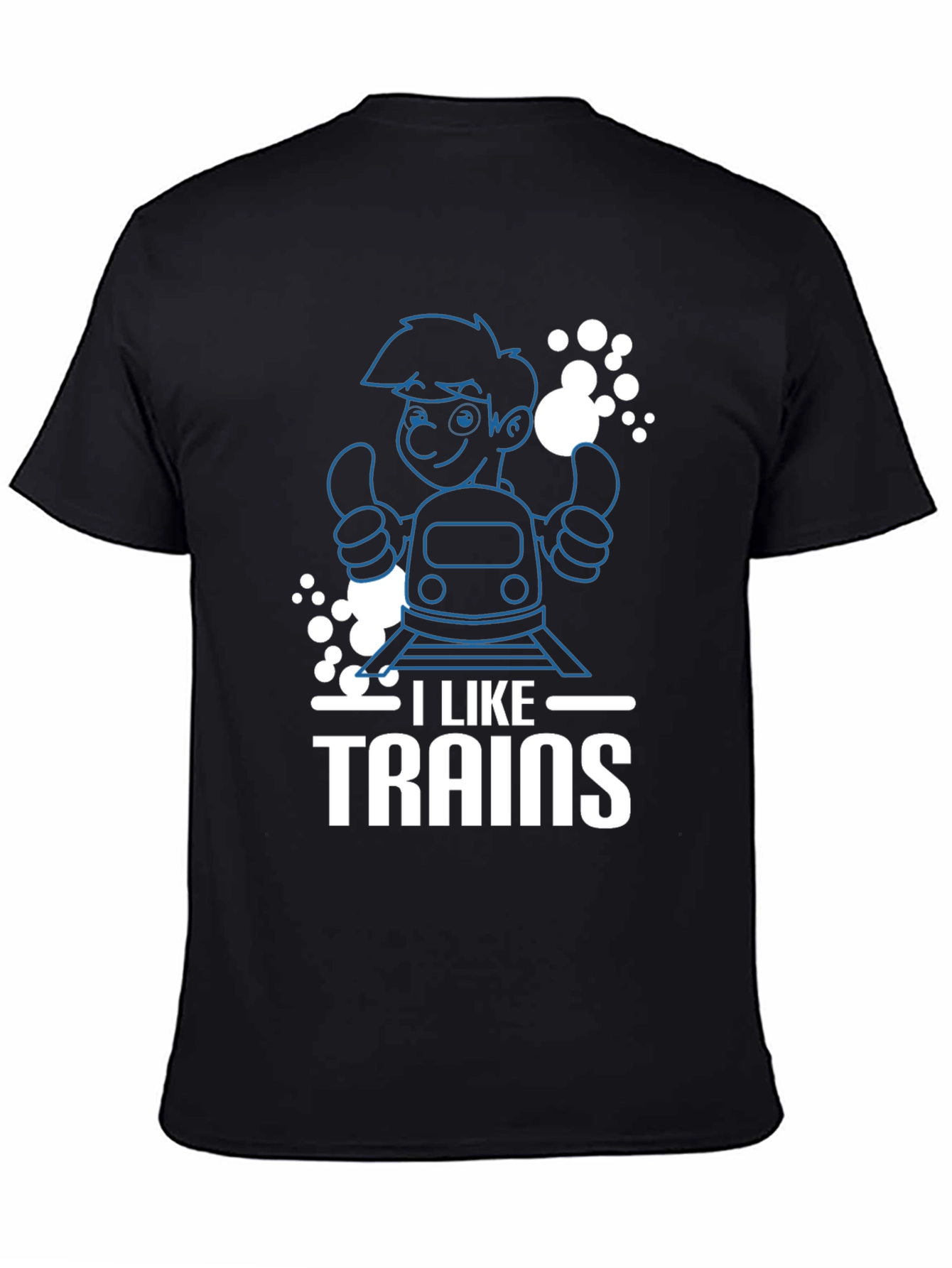 Black I Like Trains T-Shirt - Fun & Comfortable view 4