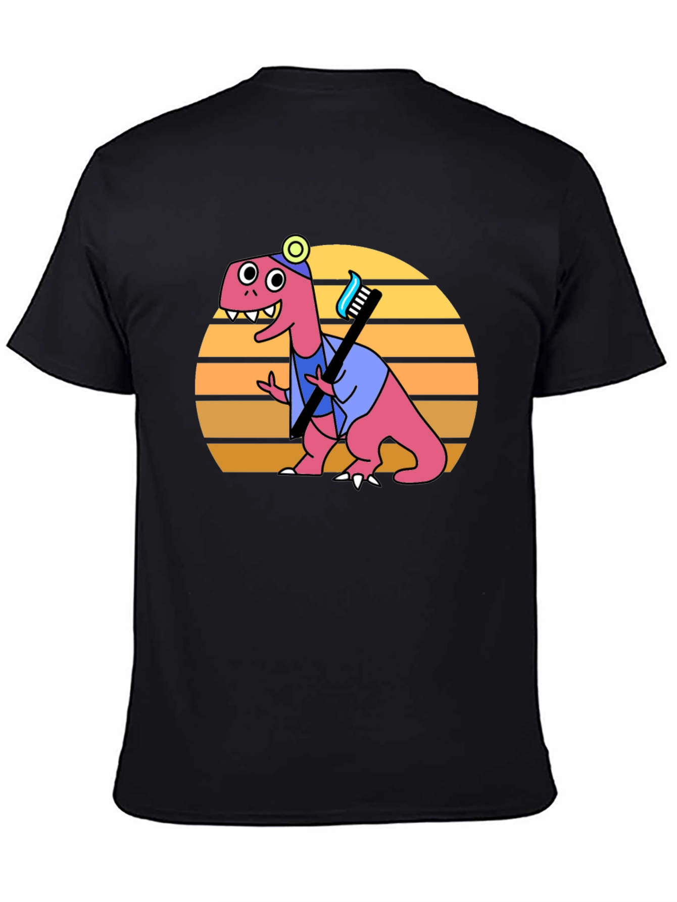 Black Dino Dentist T-Shirt - Novelty Graphic Tee view 4