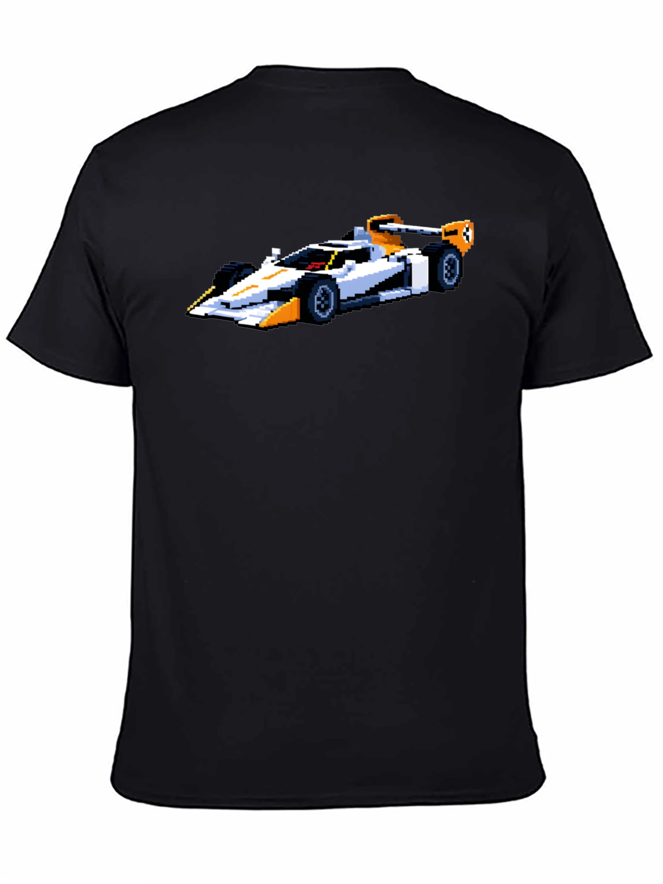 Black Retro Pixel Racer T-Shirt - Black Cotton Tee view 4