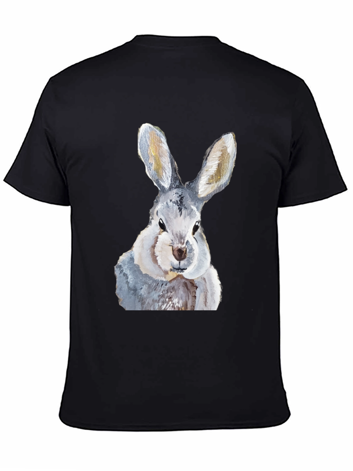 Hare T-Shirt: Soft Black Cotton Bunny Graphic Tee - 4