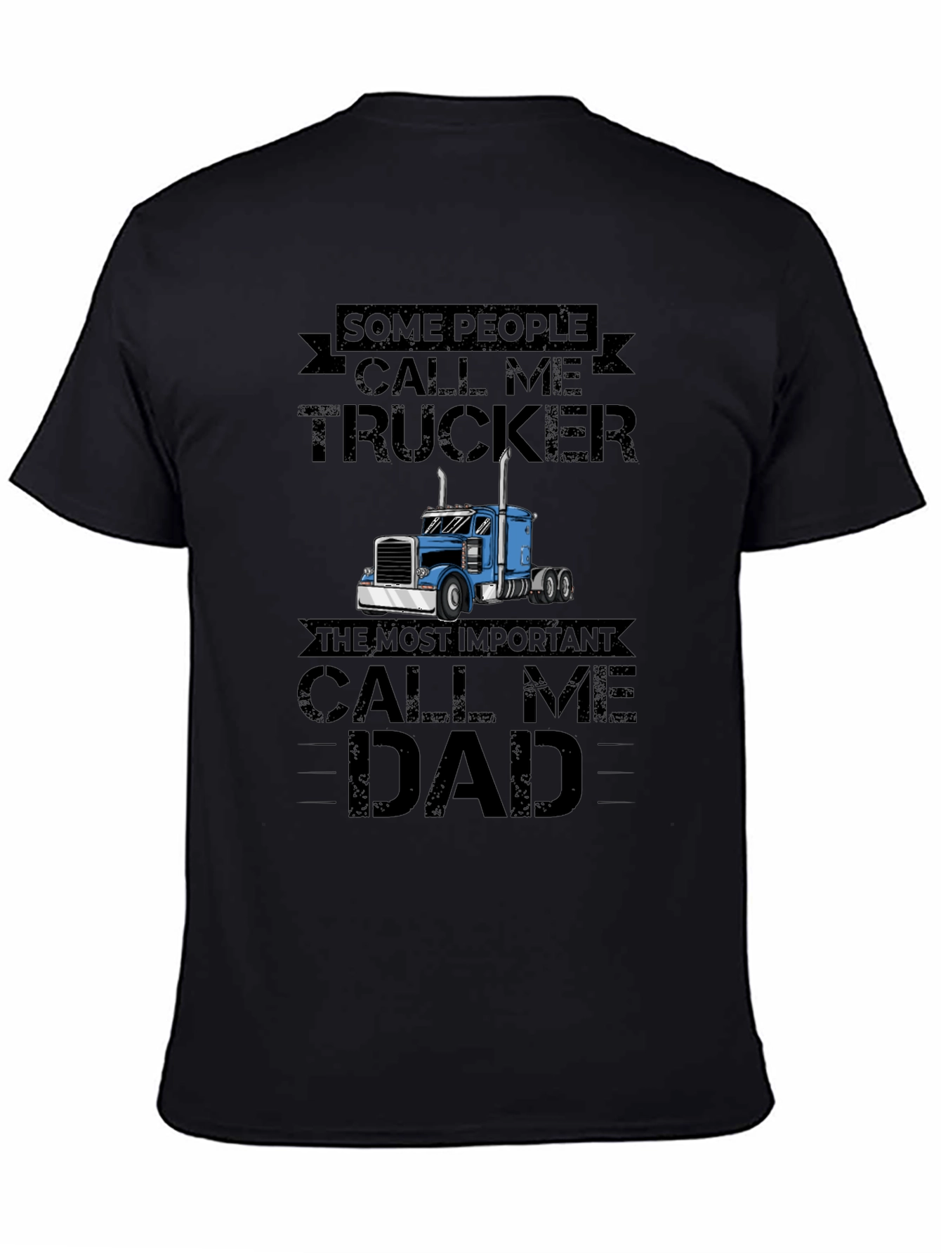 Black Trucker Dad Graphic Tee - Black view 4
