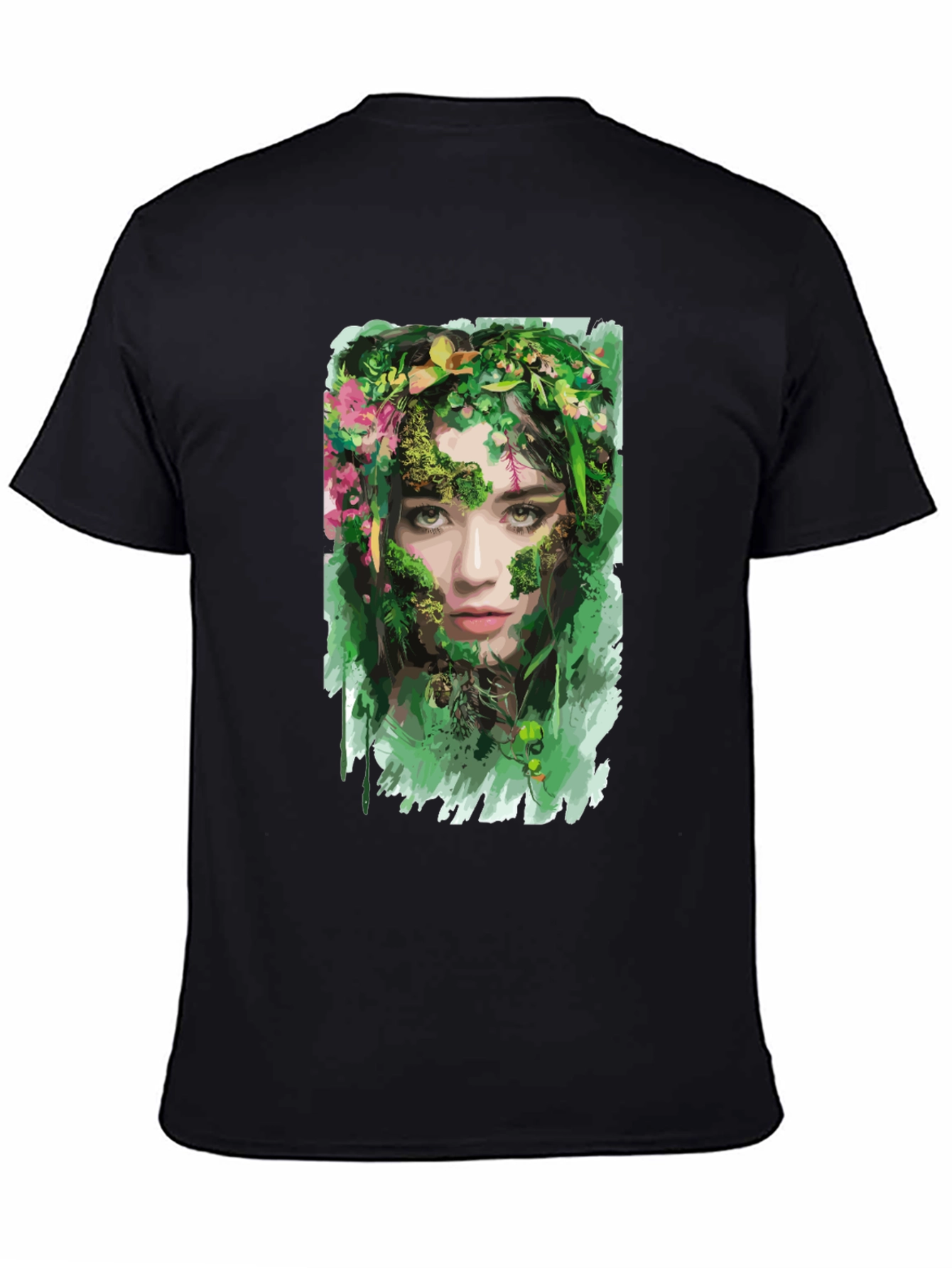 Black Nature Goddess Graphic T-Shirt - Black view 4