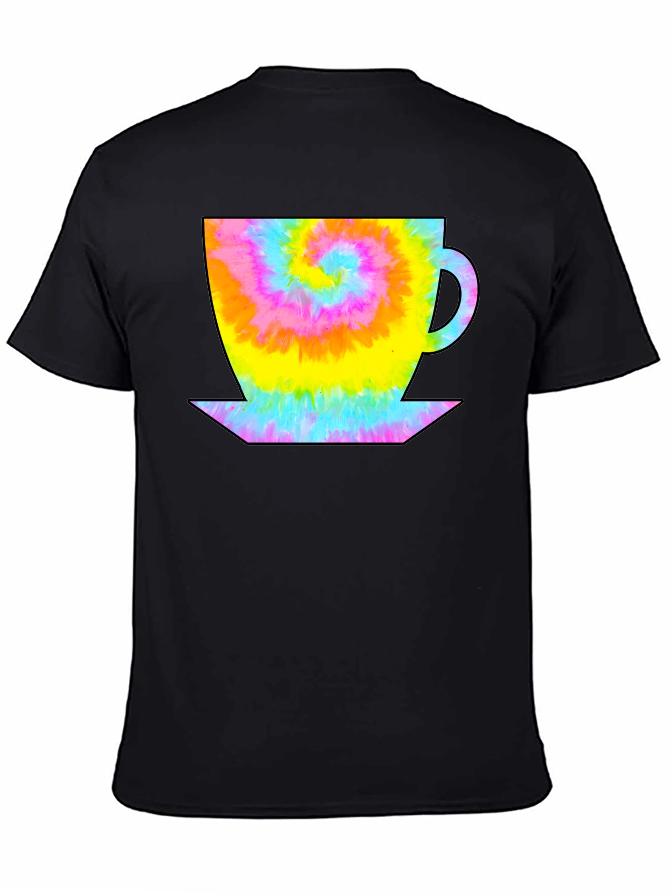Black Tie Dye Coffee Cup Black T-Shirt view 4