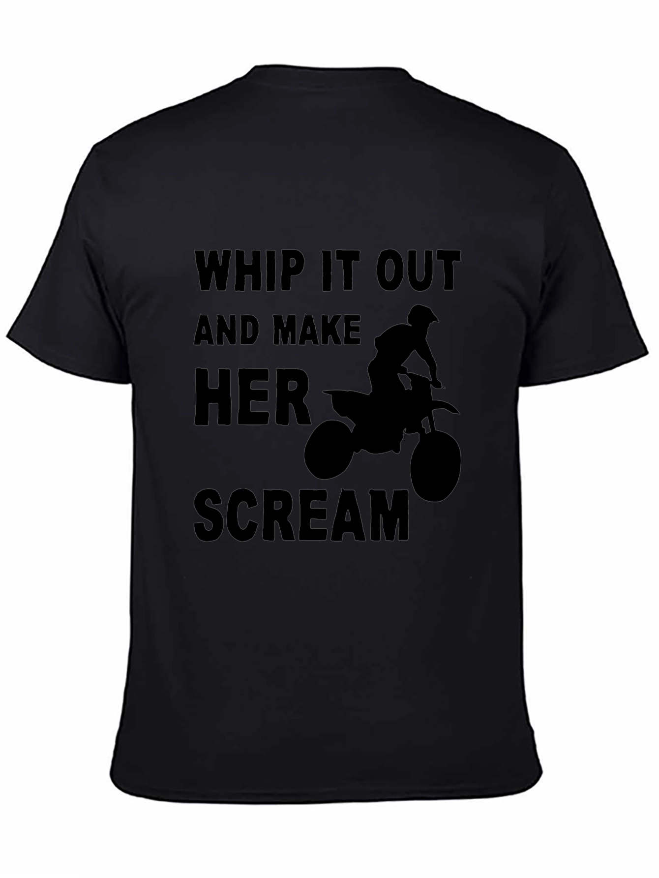Black Whip It Out and Make Her Scream Black T-Shirt view 4