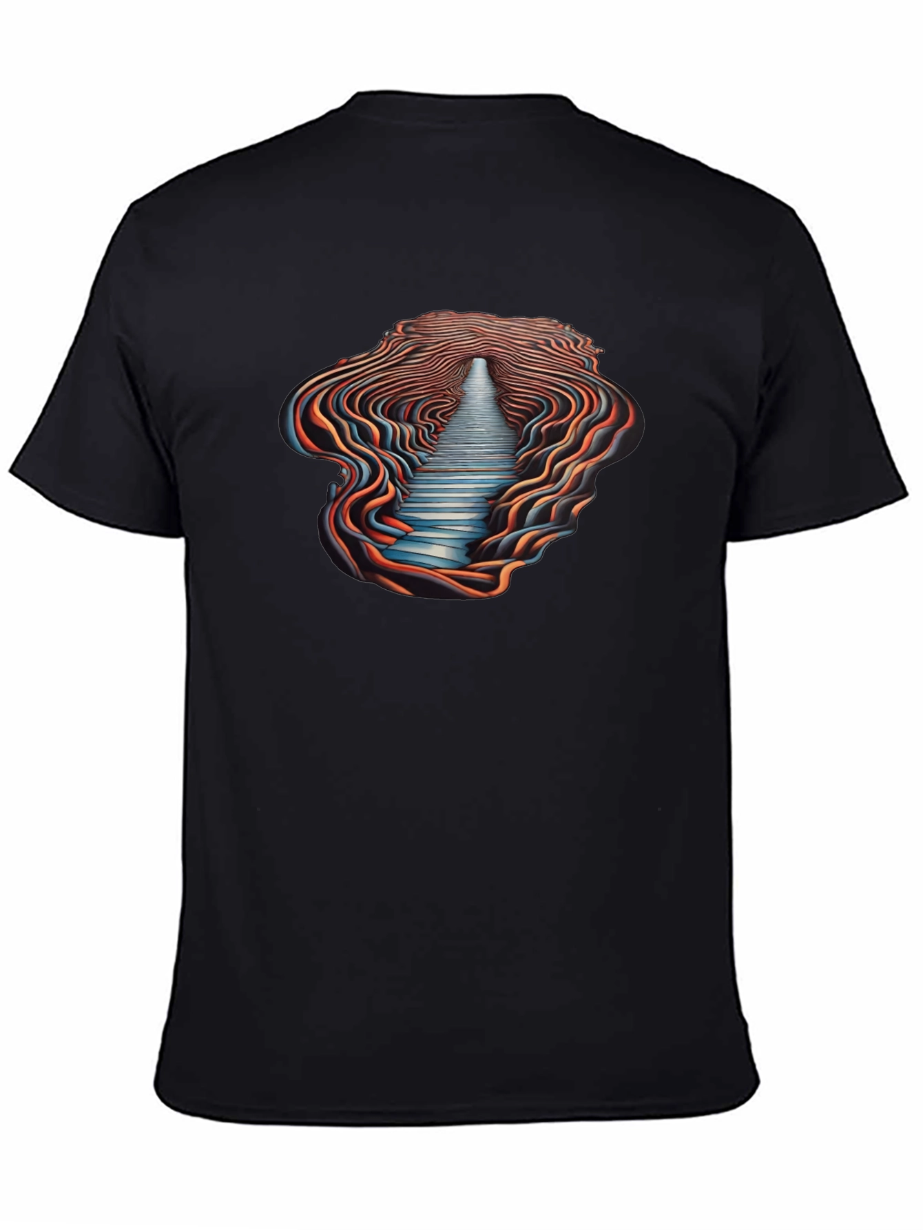 Black Optical Illusion Pathway Graphic Tee - Black view 4