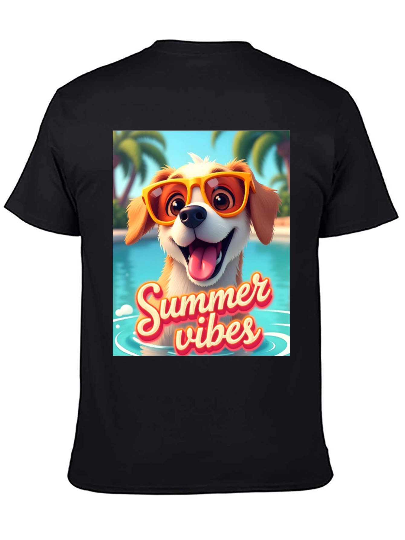 Black Summer Vibes Dog T-Shirt view 4